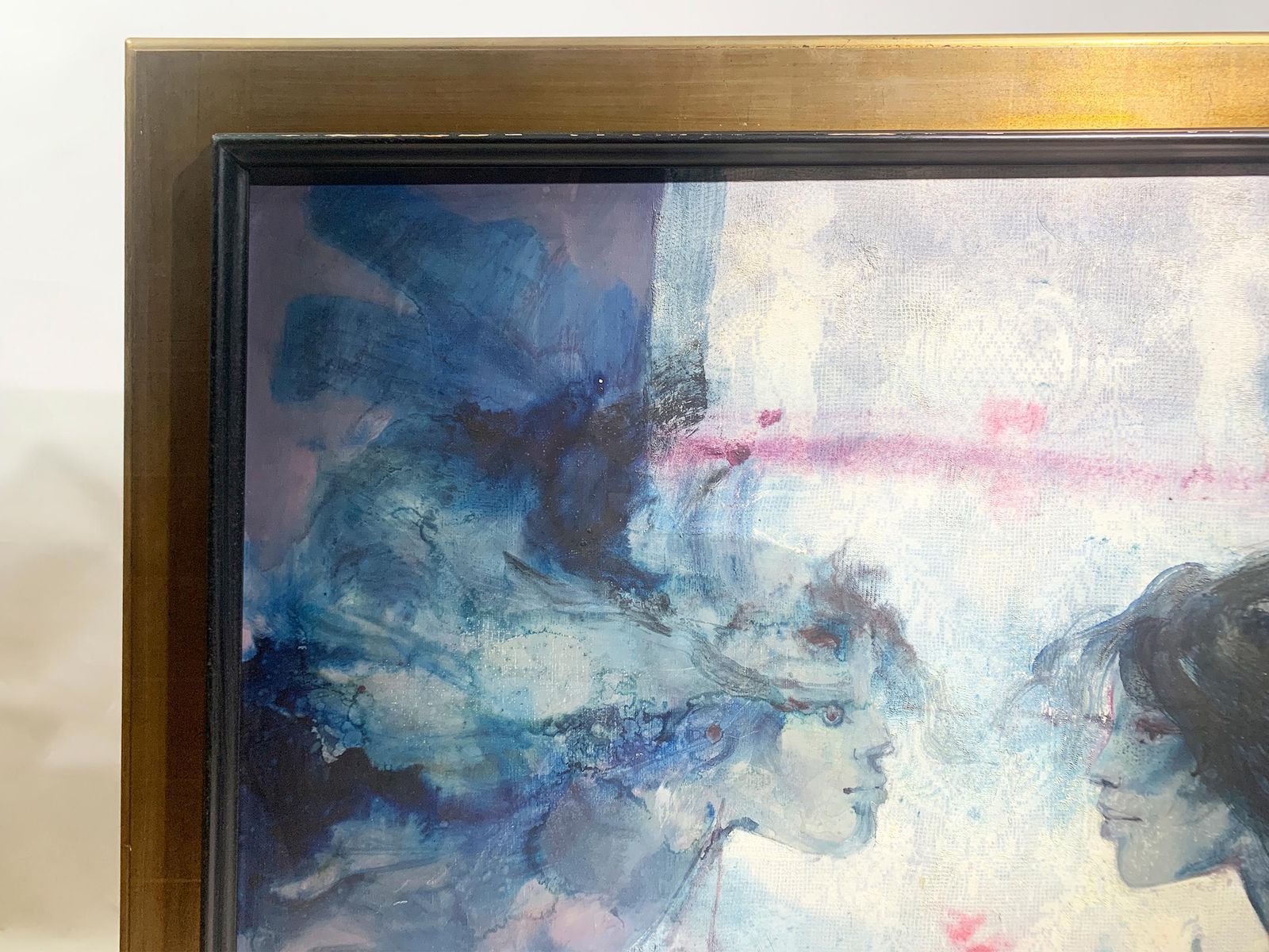 Michel Pandel, "Les Amoureux" , Mid Century French Surrealist Painting, Signed photo for sale