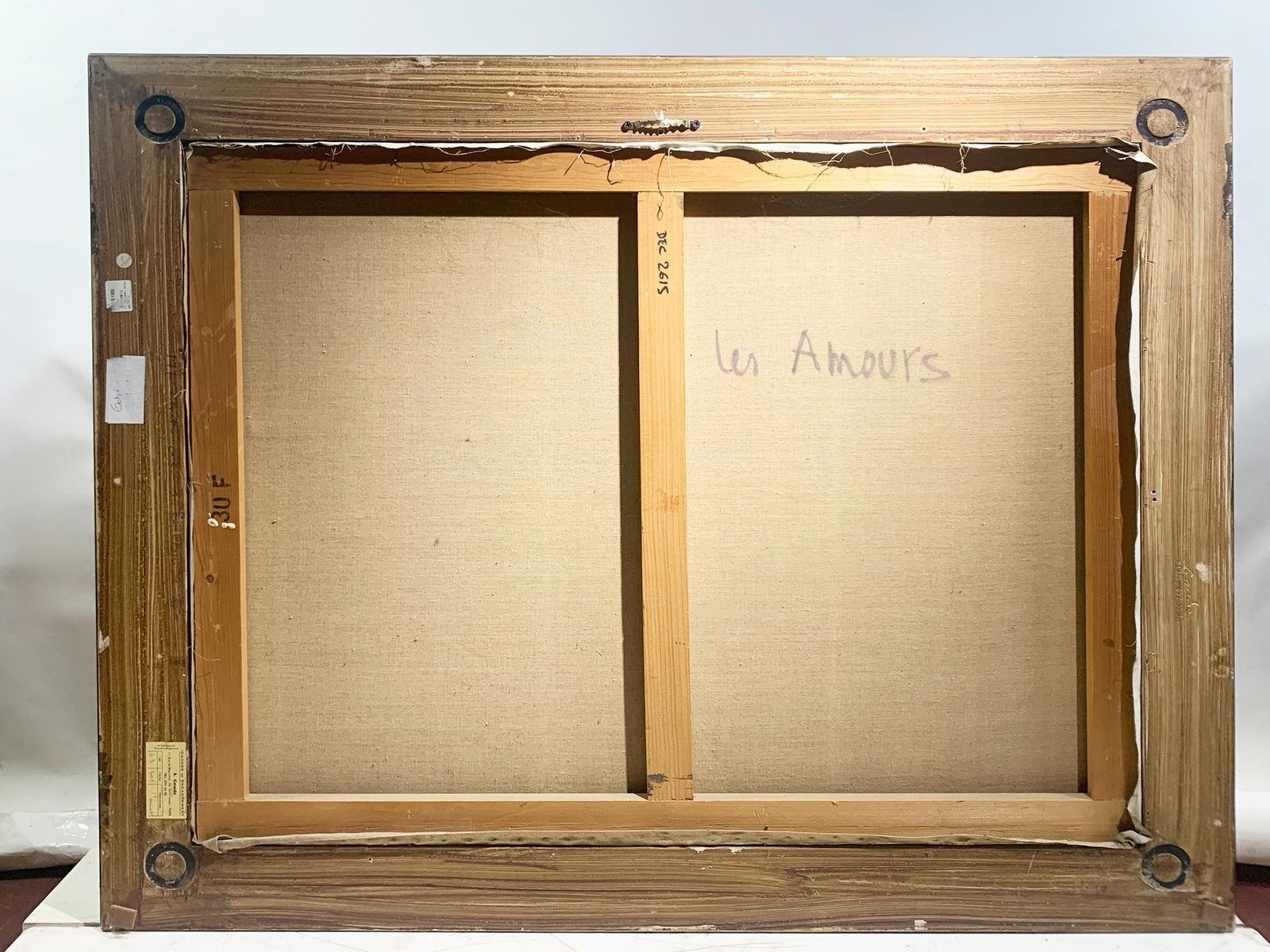 photo furniture Michel Pandel, "Les Amoureux" , Mid Century French Surrealist Painting, Signed