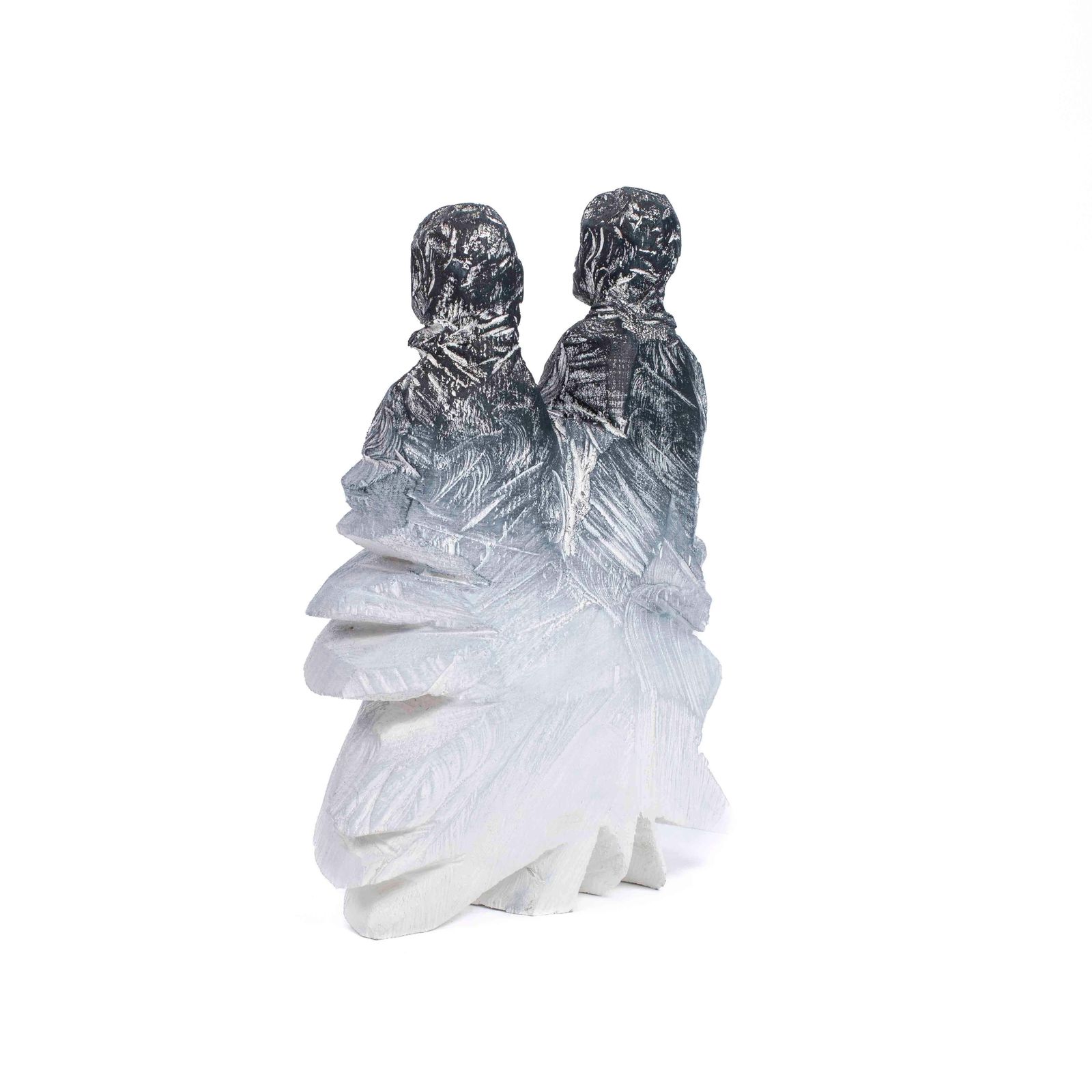 Abstract Figurative Wooden Grey Black Sculpture “Twins" By Christofer Kochs 2023 photo 4828.0