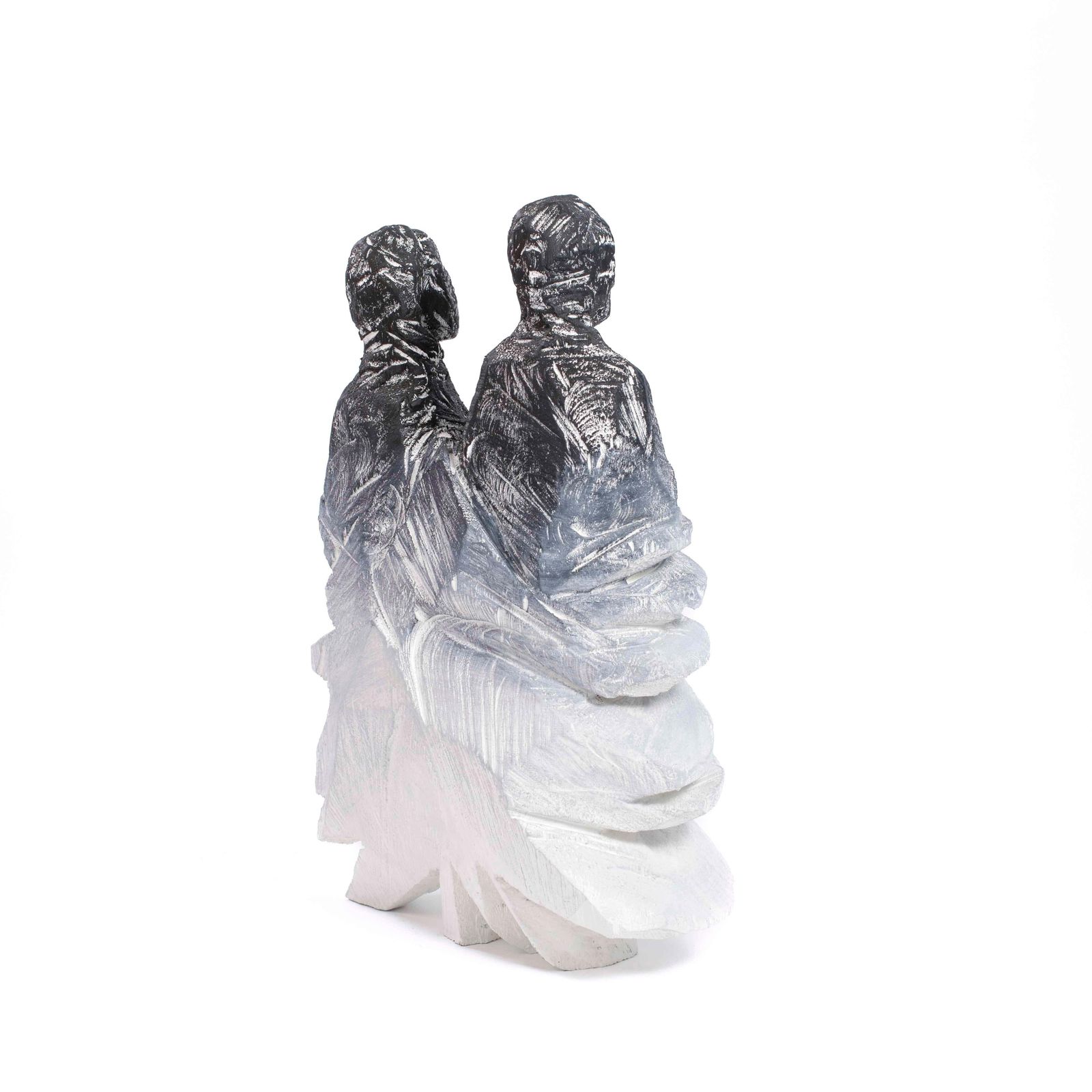 Abstract Figurative Wooden Grey Black Sculpture “Twins" By Christofer Kochs 2023 photo buy