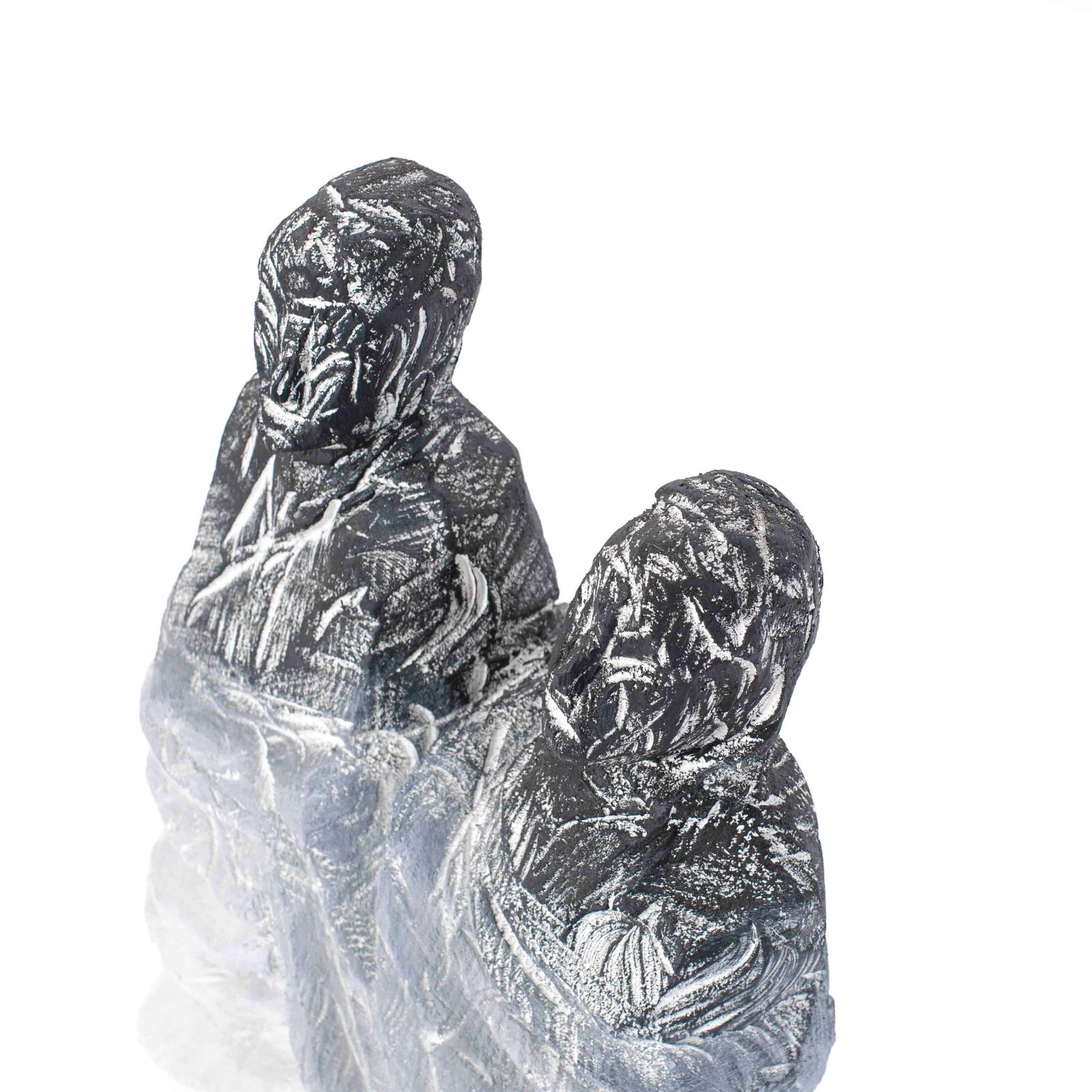 photo for sale Abstract Figurative Wooden Grey Black Sculpture “Twins" By Christofer Kochs 2023