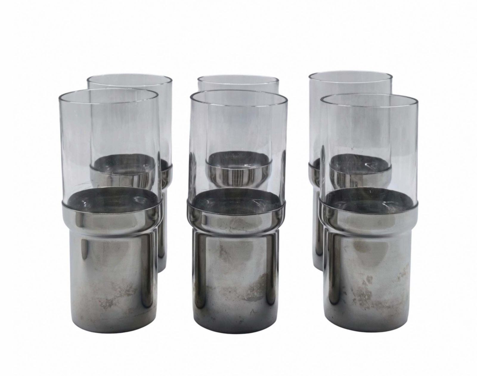 Pran Stainless Steel Shaker And 6 Glasses Set, Italy 1970s photo vinterior