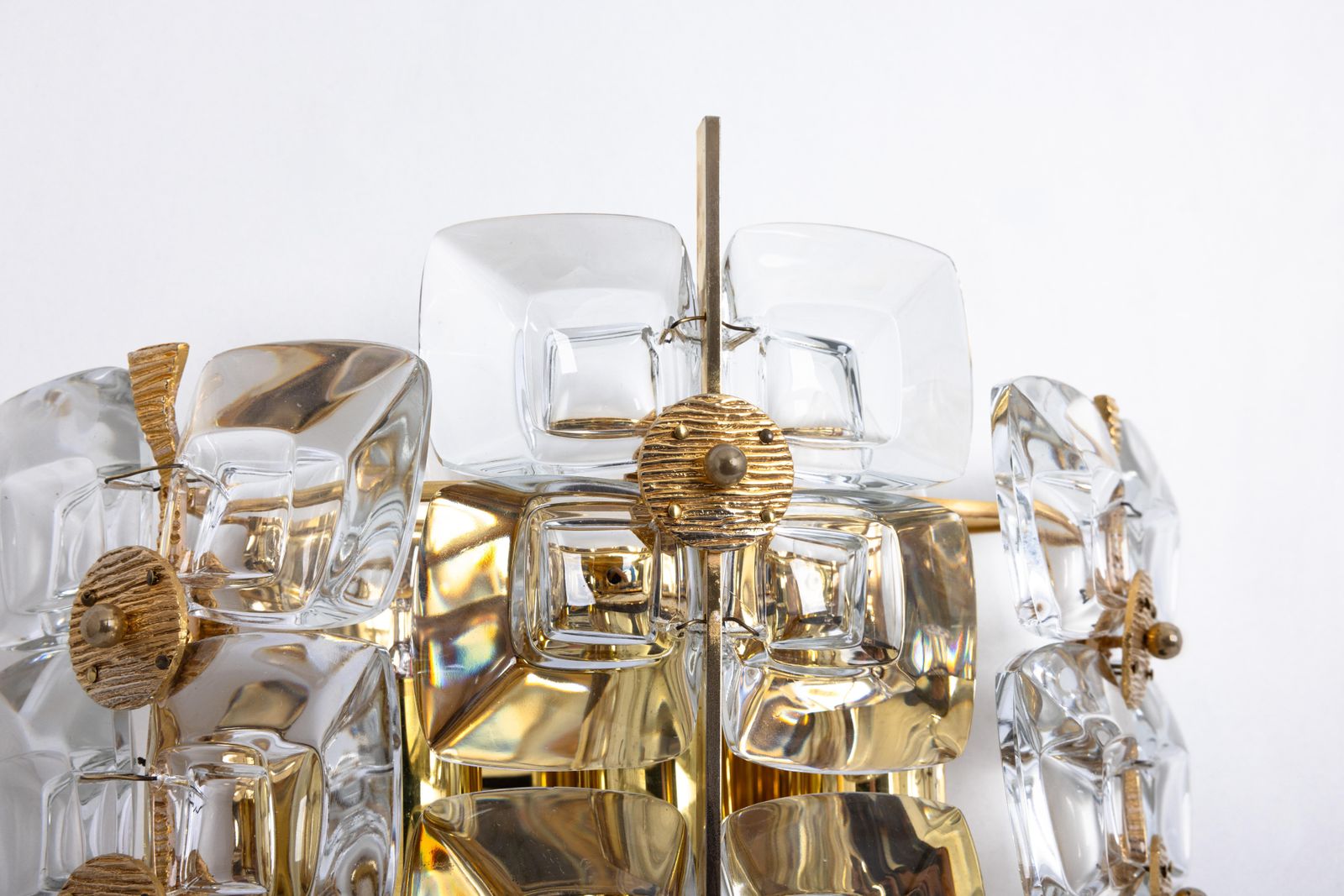 Pair Of Golden Gilded Brass And Crystal Sconces By Palwa, Germany, 1960s photo 1204.0