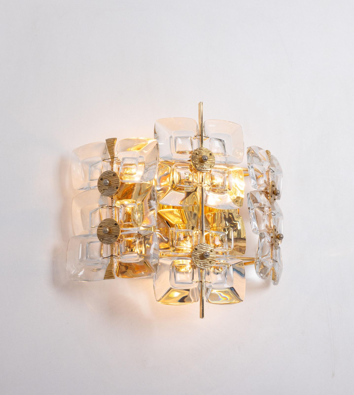 photo furniture Pair Of Golden Gilded Brass And Crystal Sconces By Palwa, Germany, 1960s
