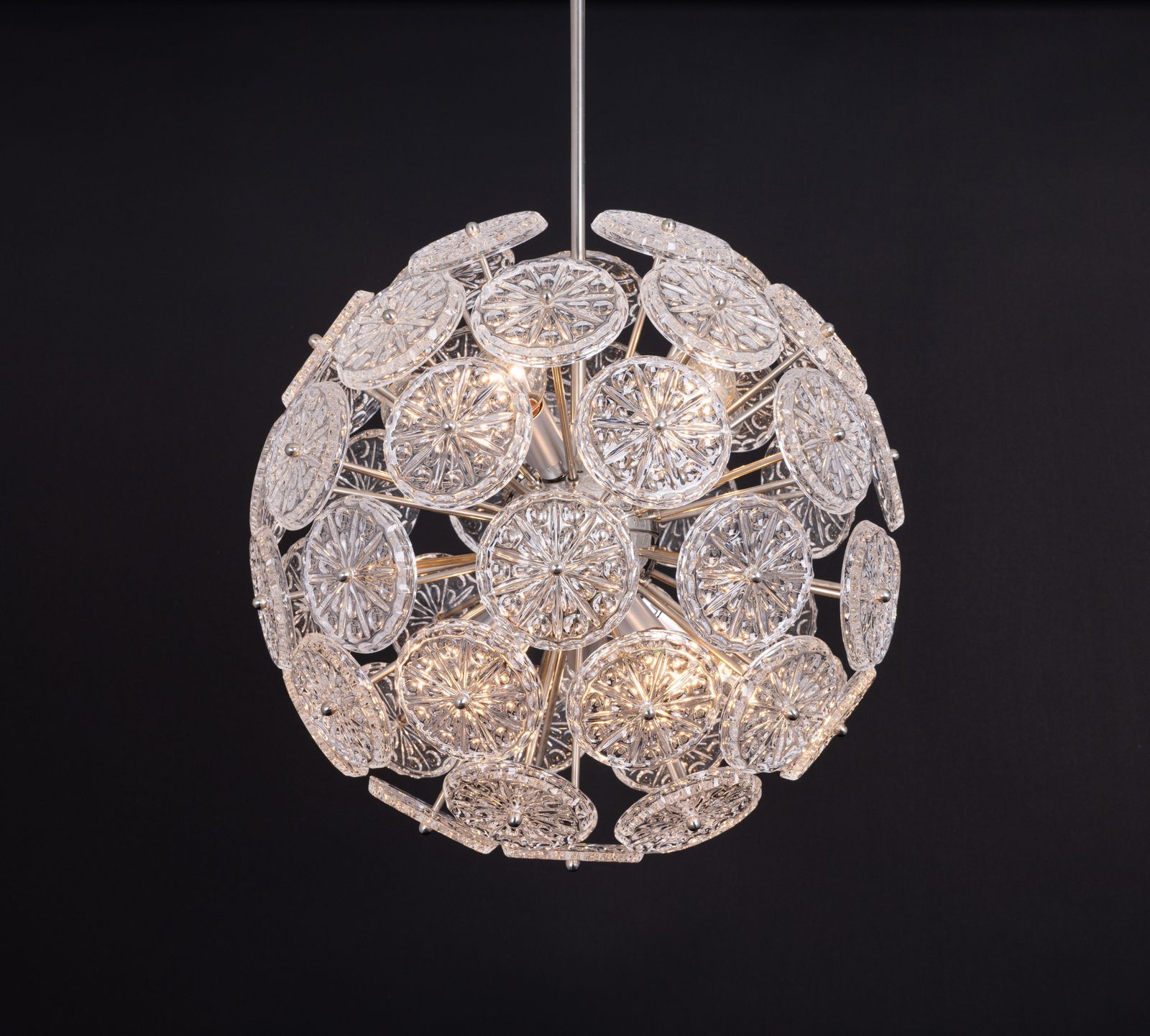 photo furniture Stunning Floral Chrome Sputnik Chandelier, Germany, 1960s