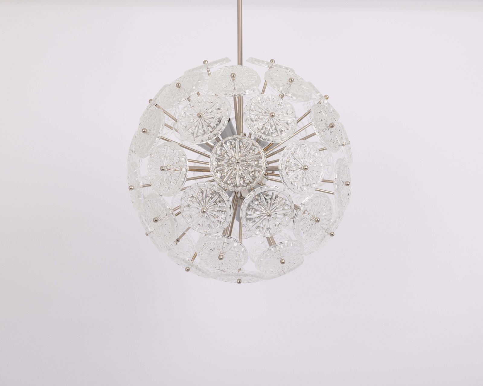 photo vinterior Stunning Floral Chrome Sputnik Chandelier, Germany, 1960s