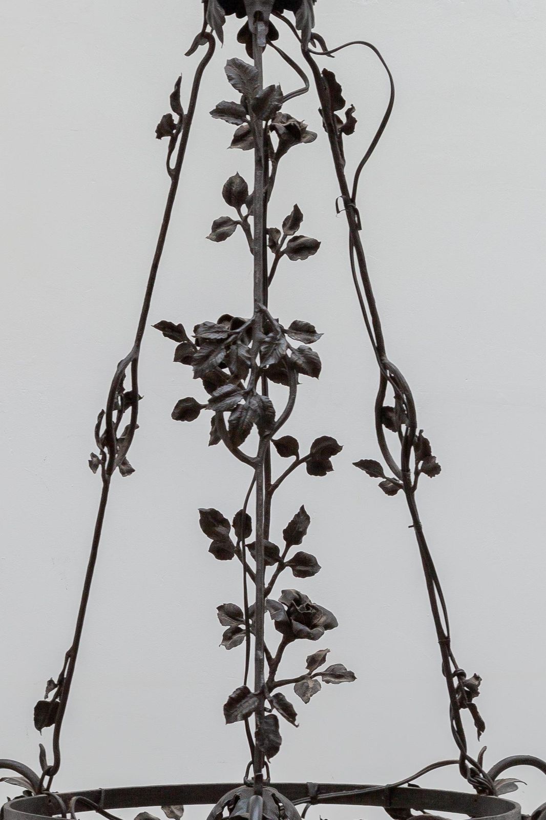 Chandelier Wrought Iron Flowers, Art Deco, 1930s, Belgium photo for sale