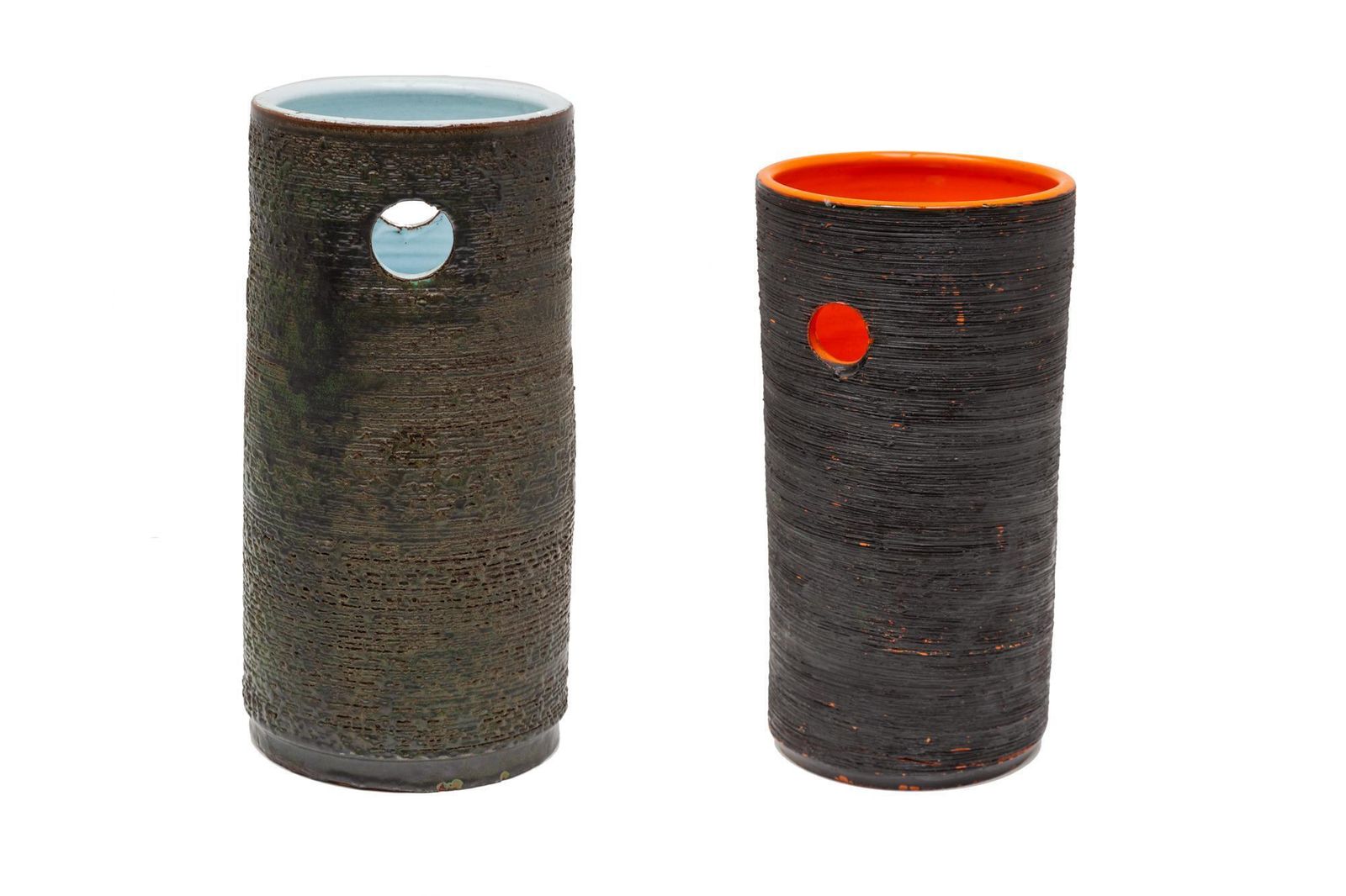 Cylindrical Ceramic Umbrella Stand By Perignem, 1960s photo vintage