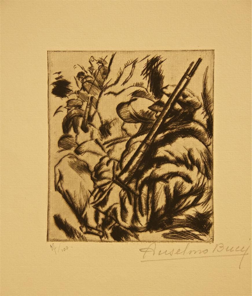 Anselmo Bucciavant L'attaque   Etching By Anselmo Bucci   19171917