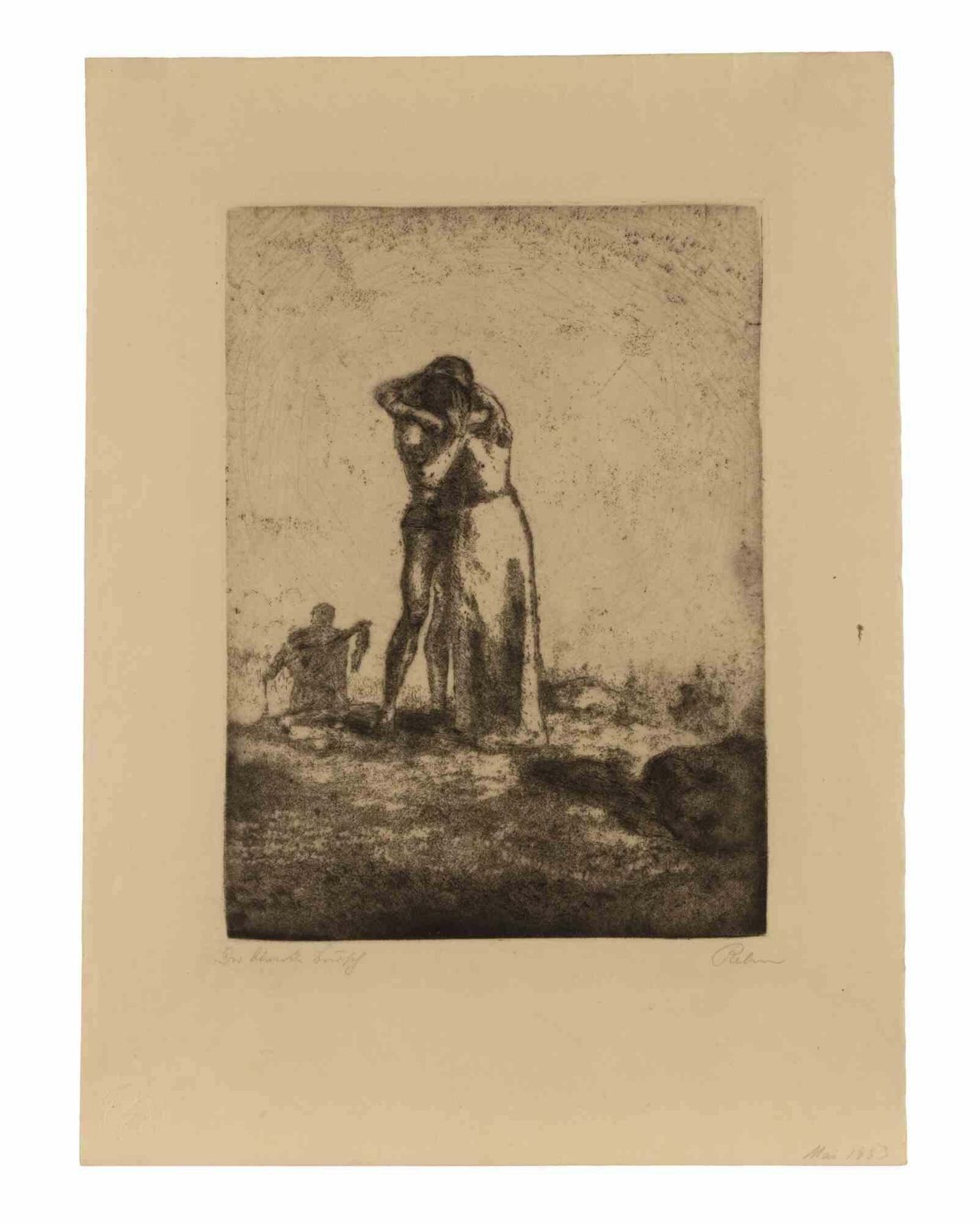 Walter Richard Rehnembrace   Etching By W.R. Rehn   19331933 photo furniture