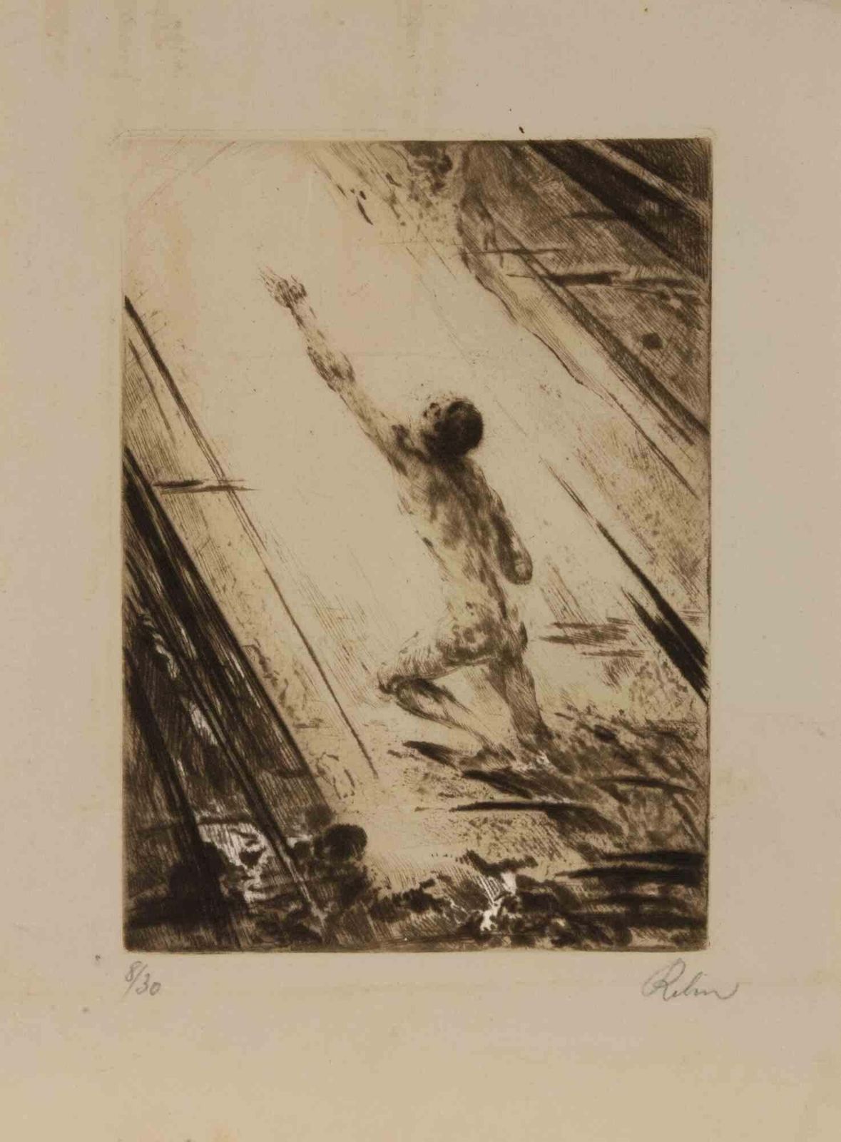 Walter Richard Rehnsymbolist Ascending Figure   Etching By W.R. Rehn   1910s1910s