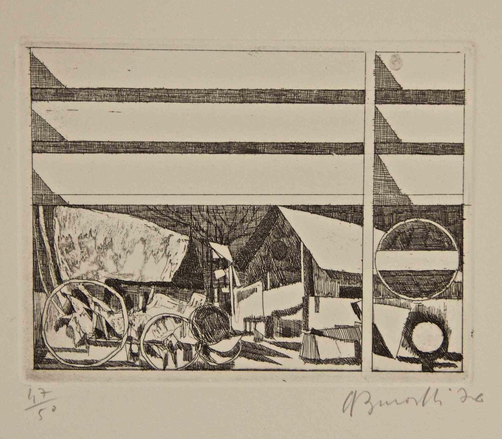 Armando Burattifrom The Window: Suburbs   Etching By Armando Buratti   19701970