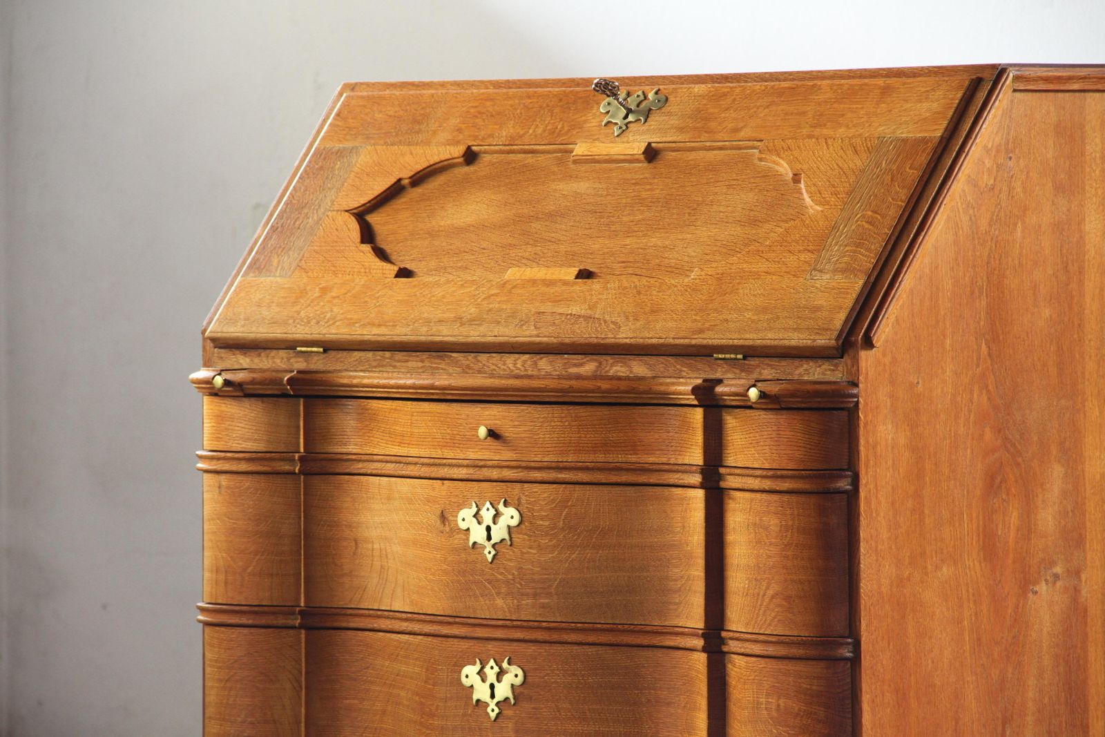 Vintage 1960s Oak Fold Down Secretary Bureau In Style Of Kjærnulf photo Furniture