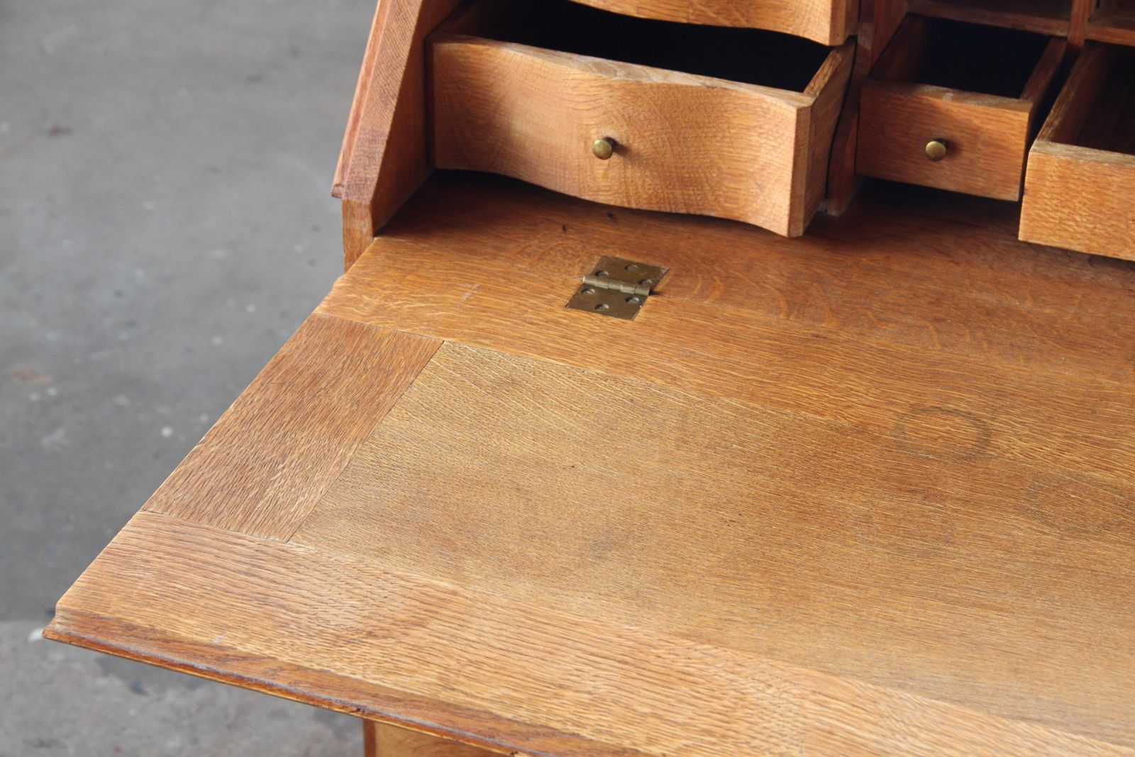 Furniture Vintage 1960s Oak Fold Down Secretary Bureau In Style Of Kjærnulf photo