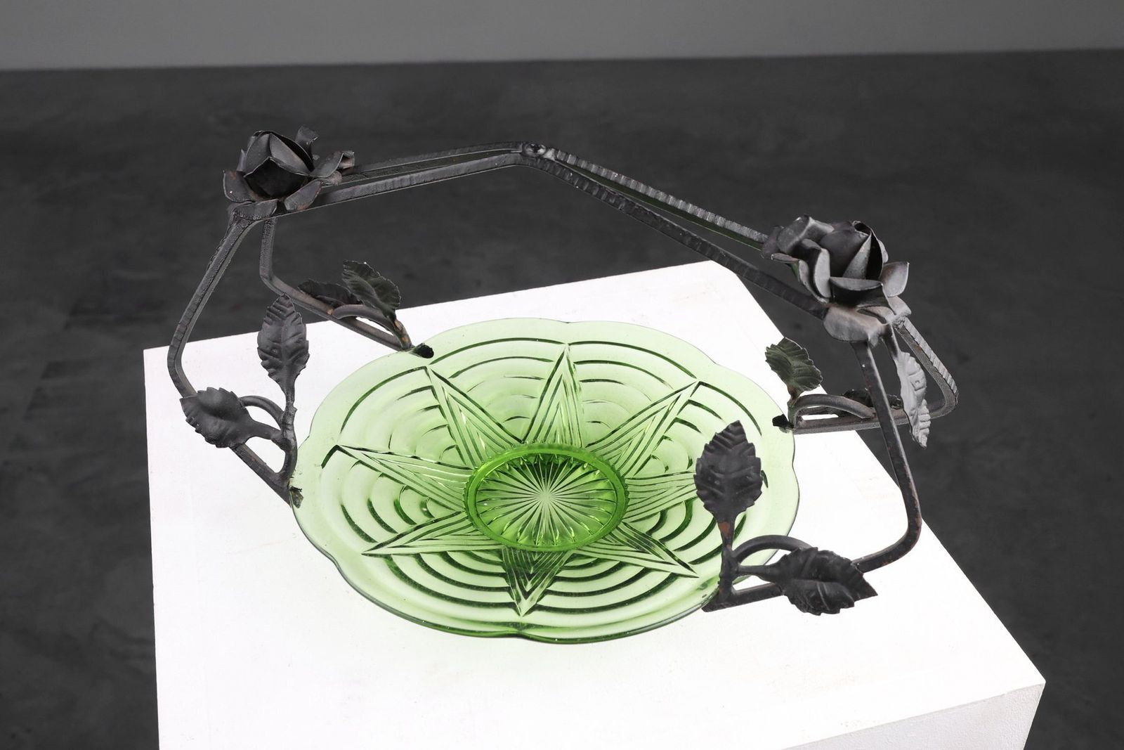 Art Deco Glass And Metal Fruit Bowl, France, 1920s
