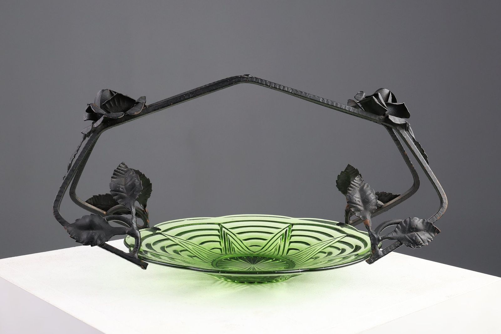 Art Deco Glass And Metal Fruit Bowl, France, 1920s photo furniture