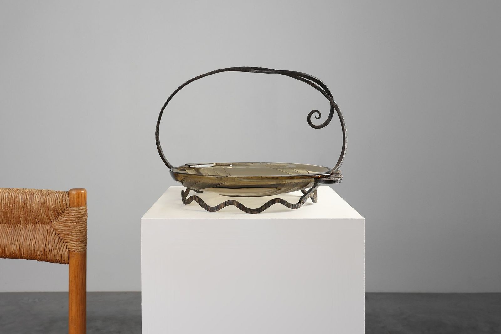 Art Deco Glass And Metal Fruit Bowl, France, 1920s photo for sale
