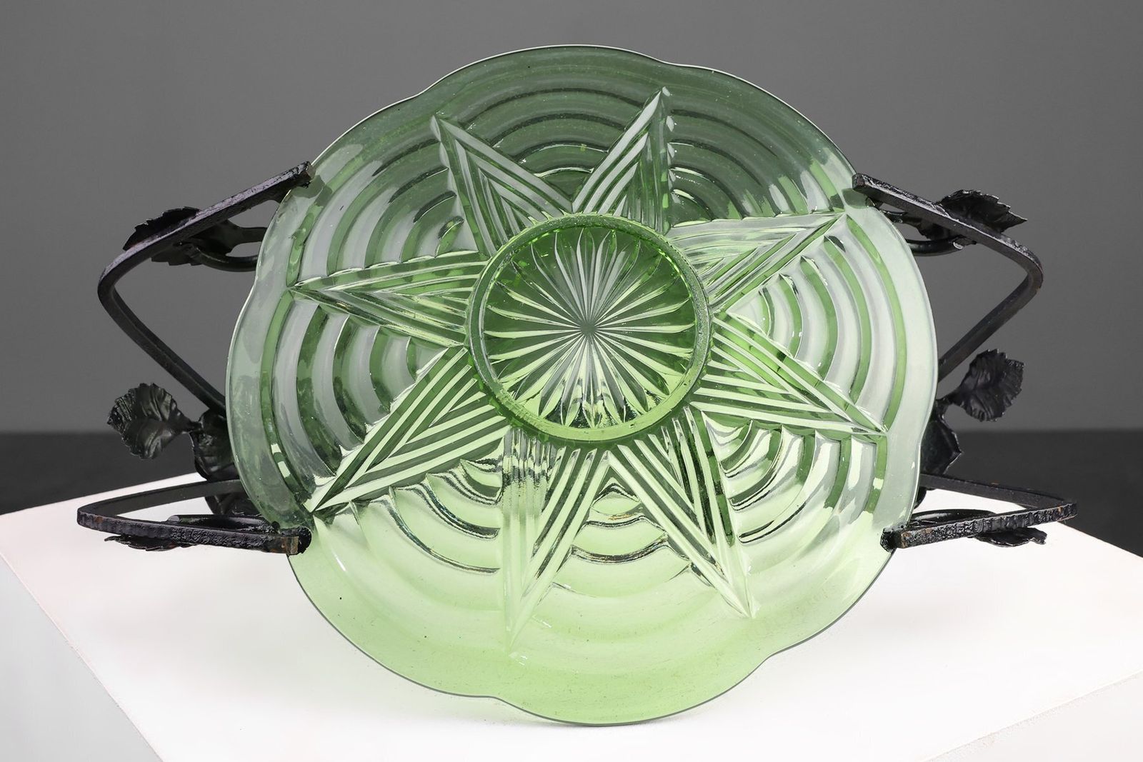 Home Decor Art Deco Glass And Metal Fruit Bowl, France, 1920s photo