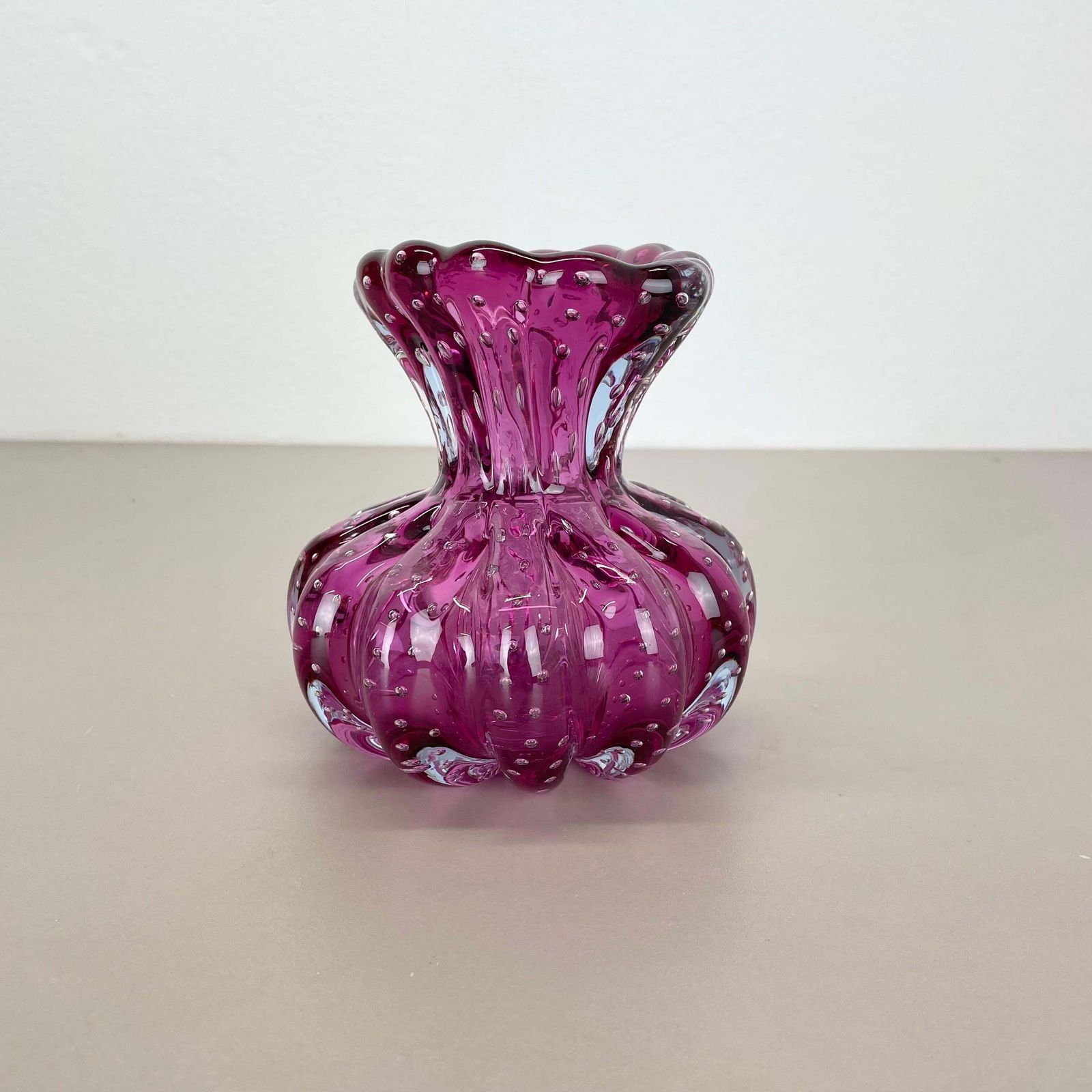Pink Murano Glass Vase Element Cordonato D'oro By Barovier And Toso, Italy 1970s photo buy