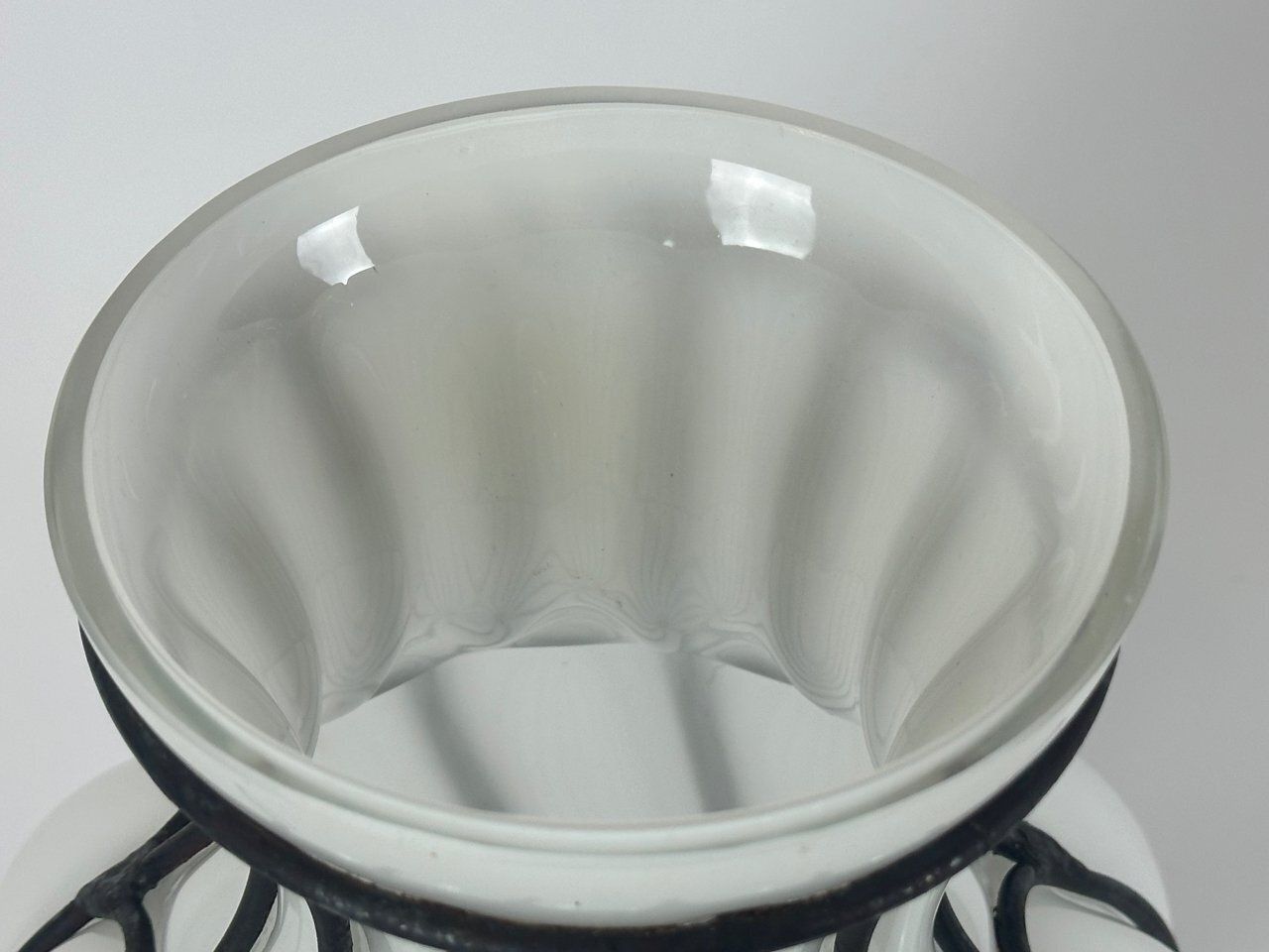 Large Caged Blown Glass Amphora Footed Vase By Leśna Huta, Poland, 1980s photo Home Decor