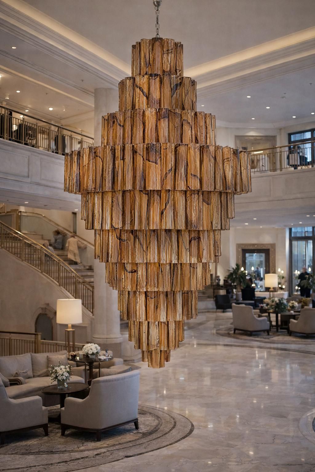 Pair Giant Italian Glass Alabaster Chandeliers, Murano photo 32186.0