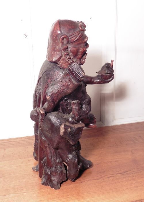 Large Oriental Root Carving Of A Bearded Old Man photo Home Decor