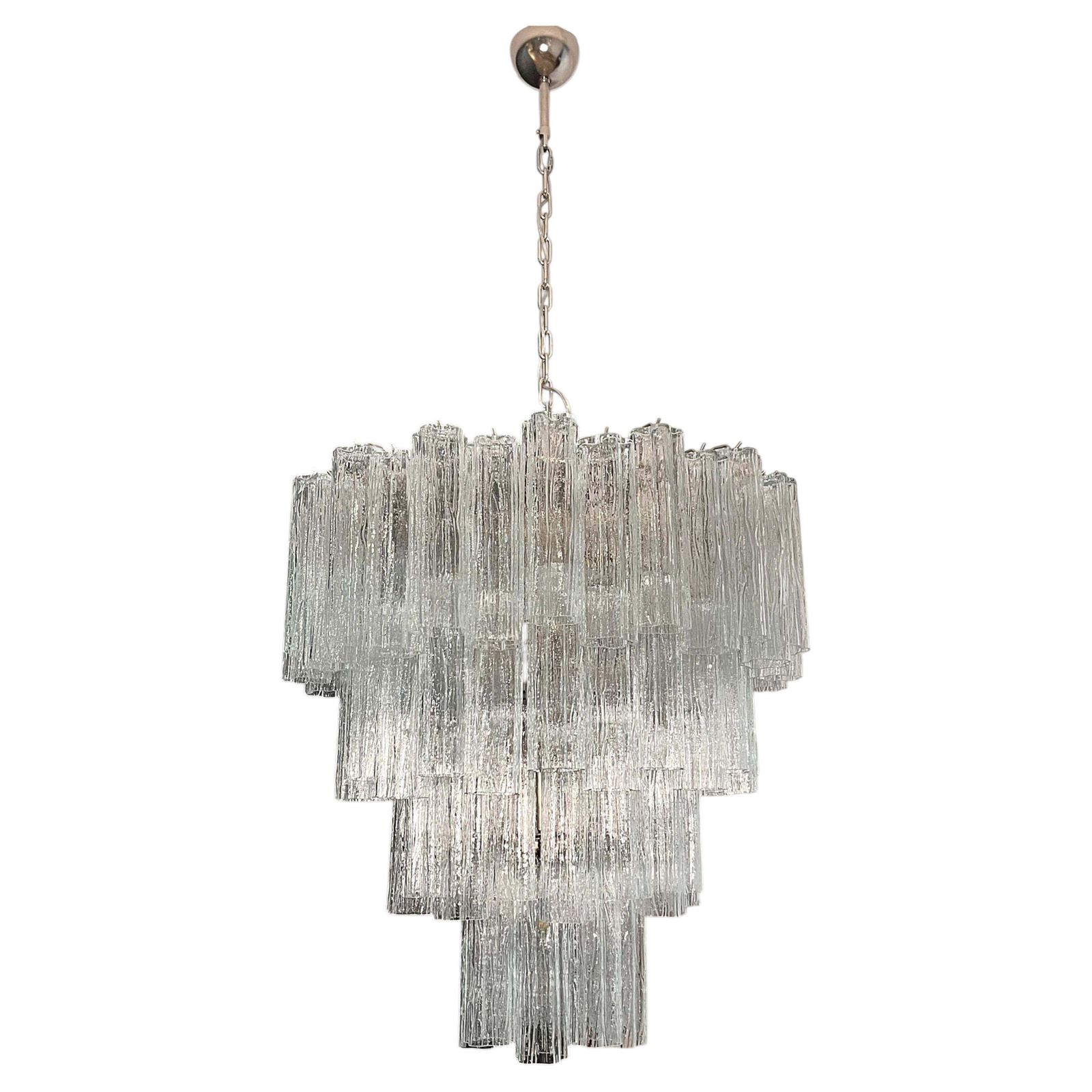 Italian Chandelier In Transparent Murano Glass photo buy