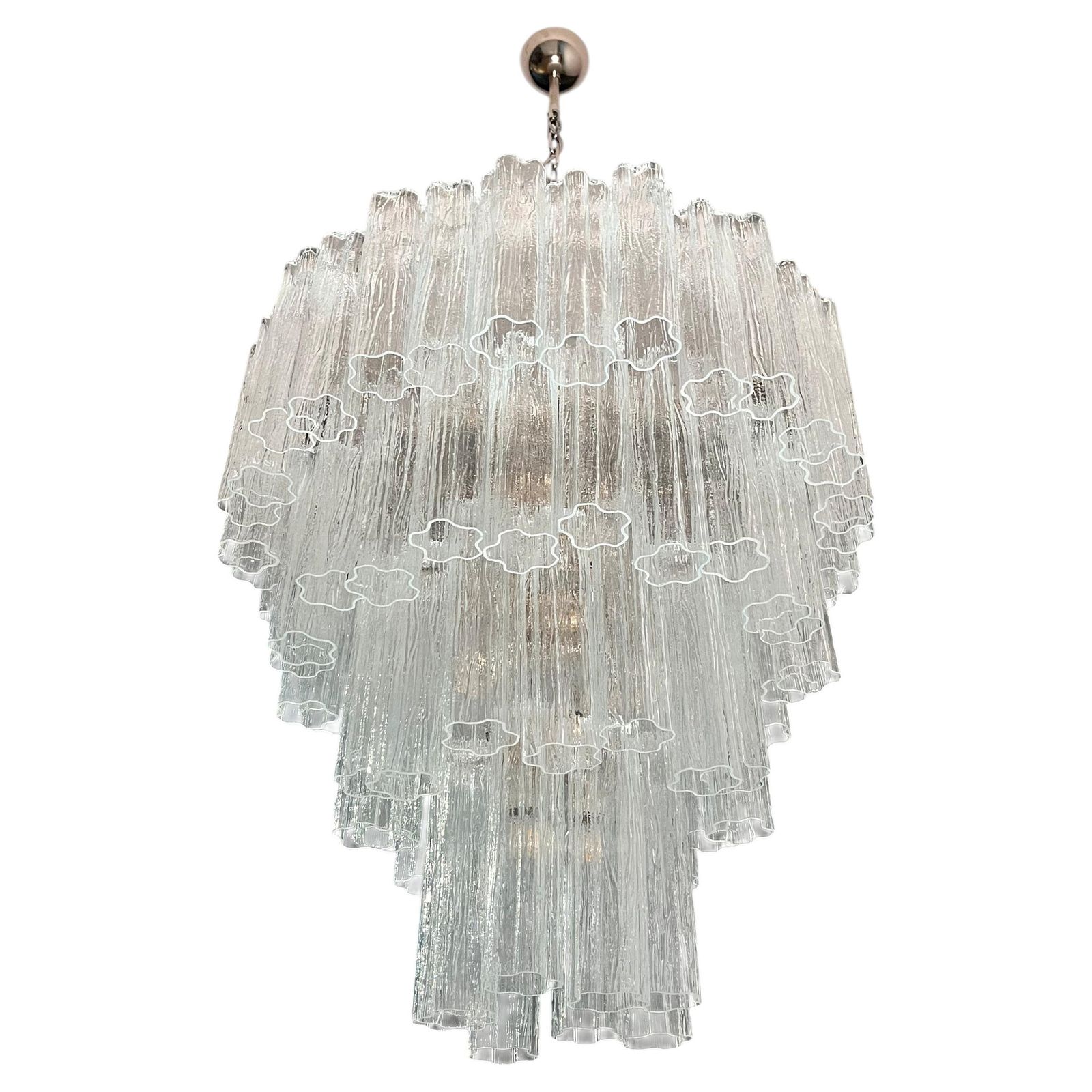 Lighting Italian Chandelier In Transparent Murano Glass photo