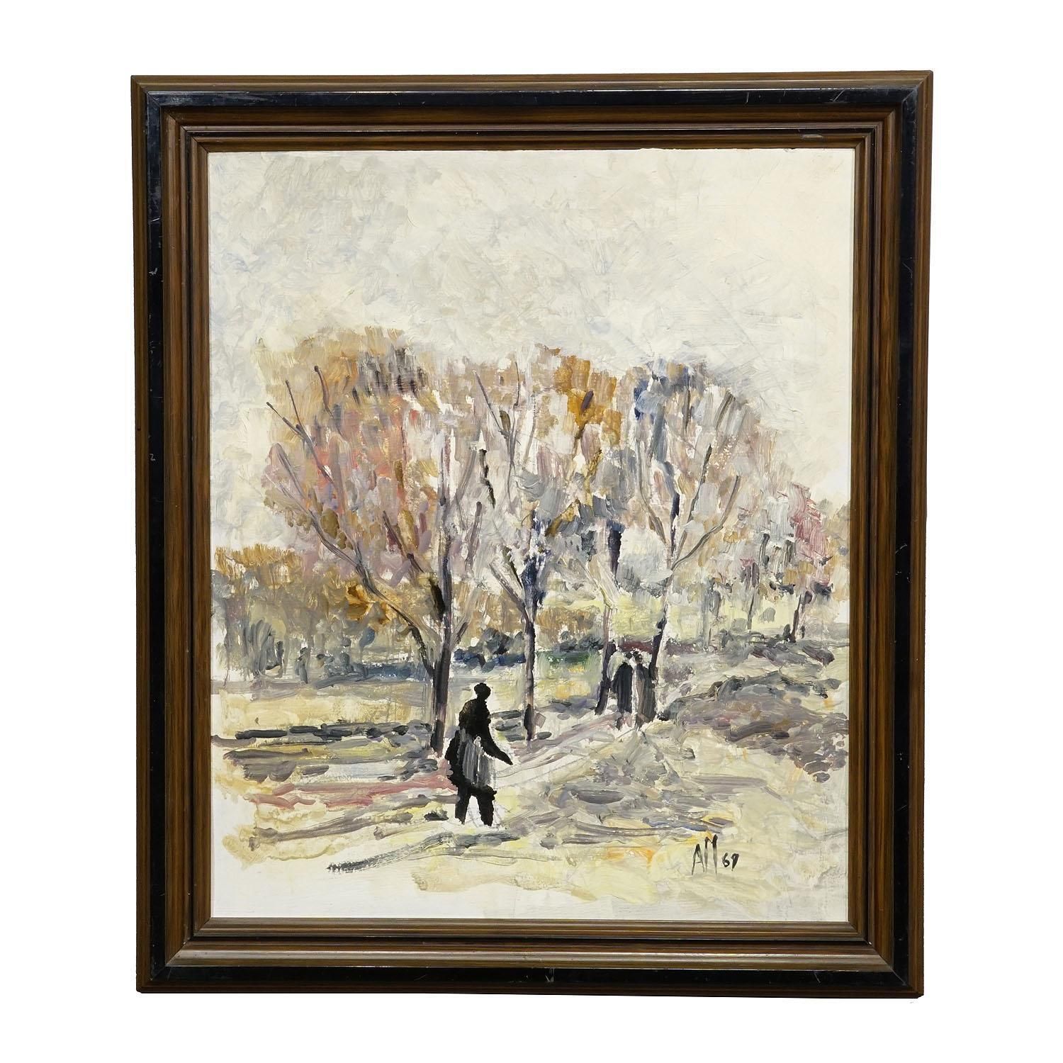 Alexander Michael Oil Painting Of An Autumn Walk In A Park, 1969 photo furniture