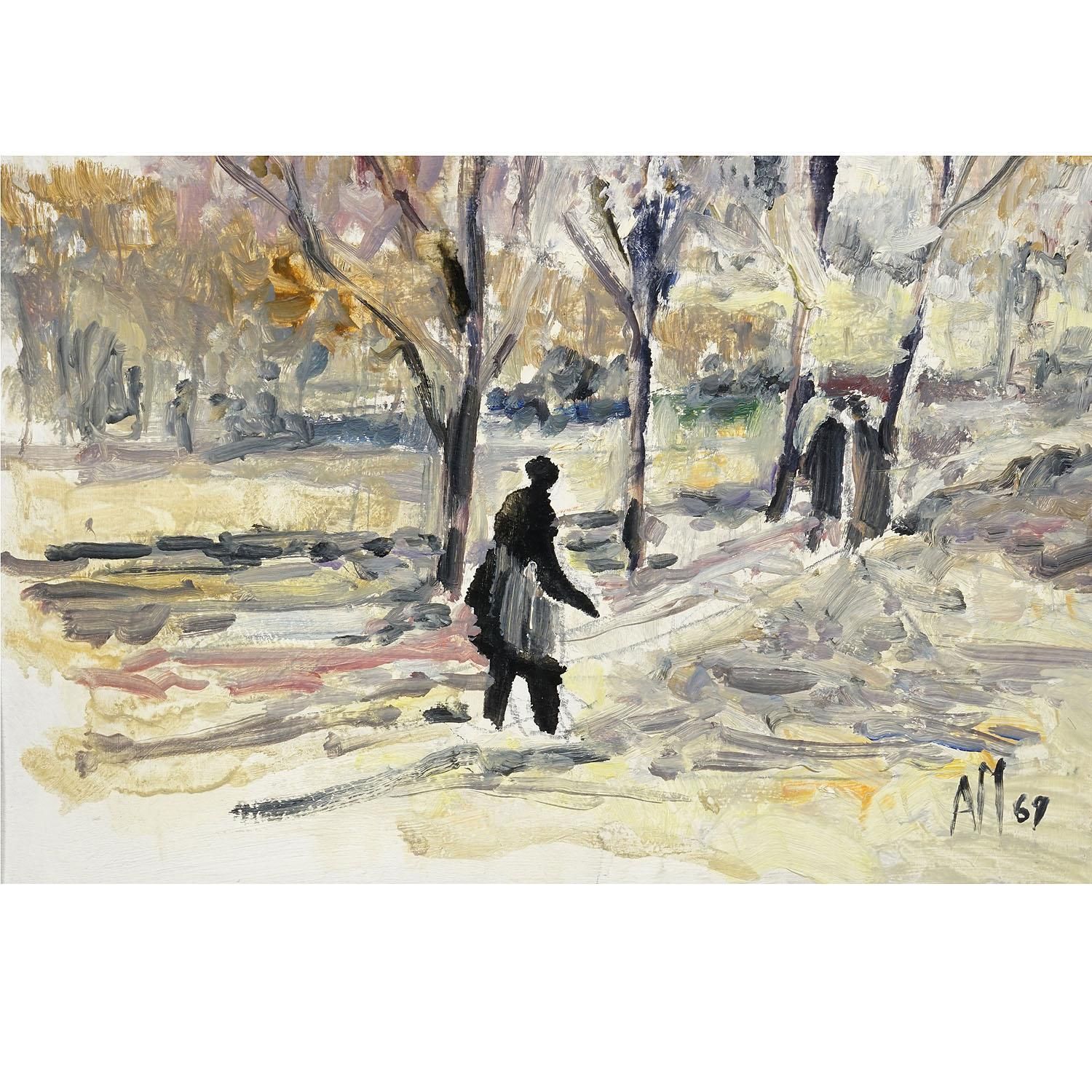 Alexander Michael Oil Painting Of An Autumn Walk In A Park, 1969 photo 295.0
