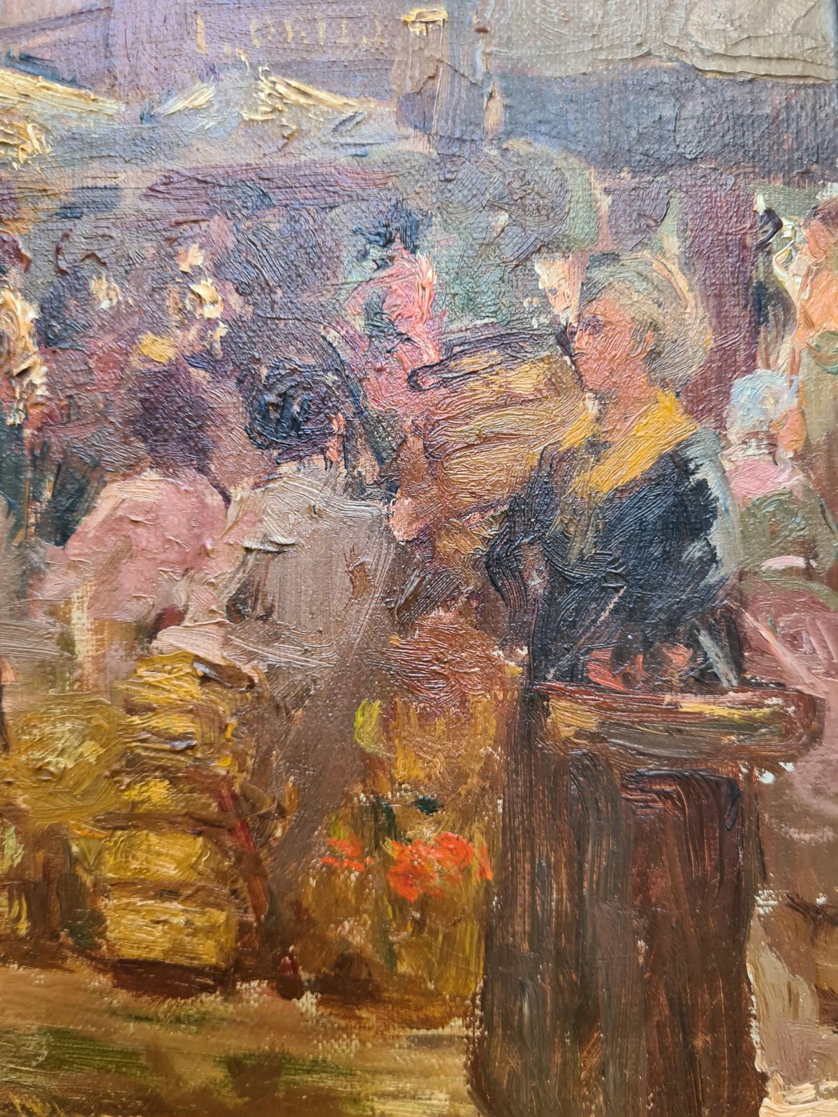 photo furniture French Impressionist Oil On Canvas, 19th Century, Of A French Market By Joseph Faust