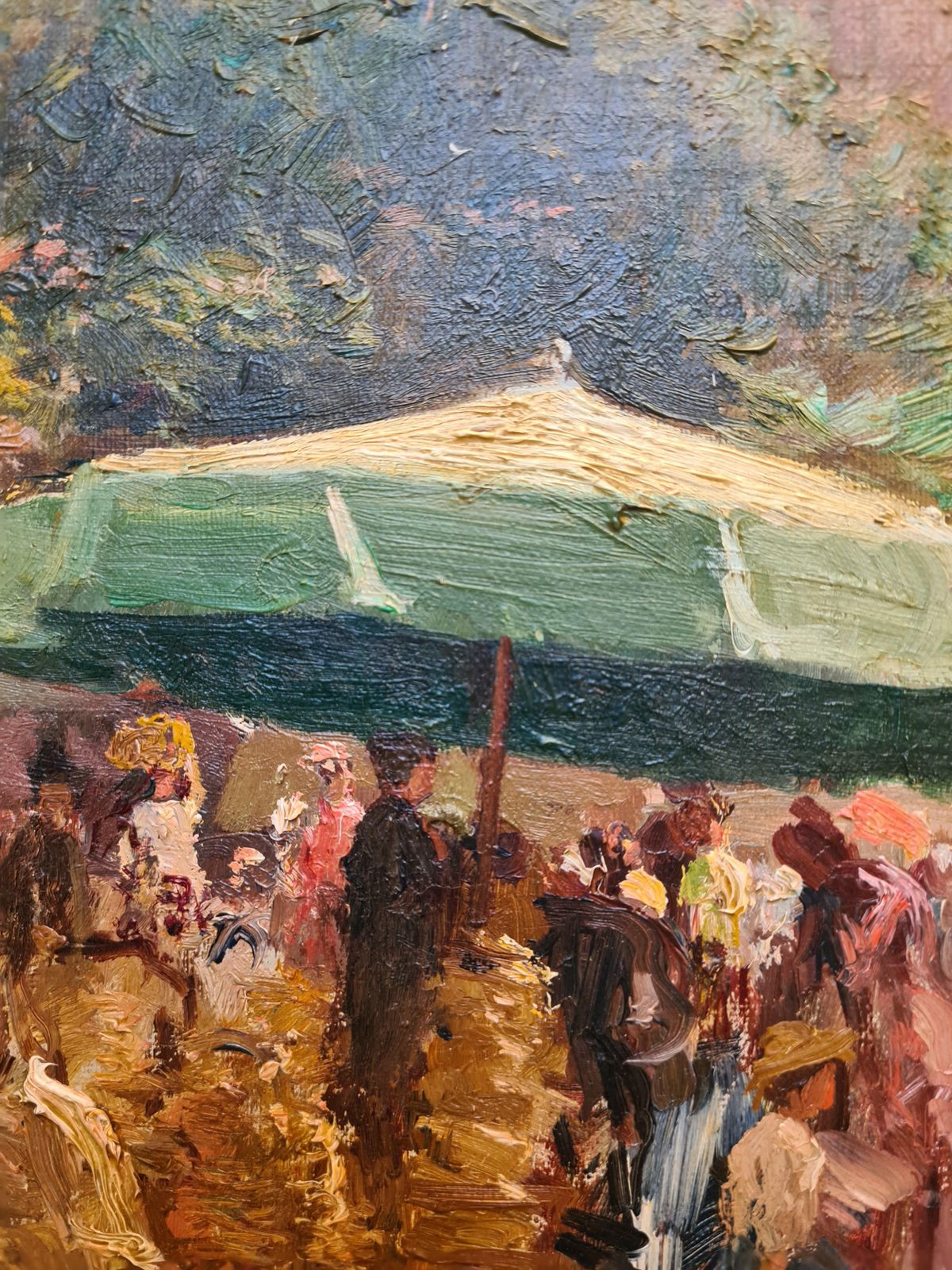 photo for sale French Impressionist Oil On Canvas, 19th Century, Of A French Market By Joseph Faust
