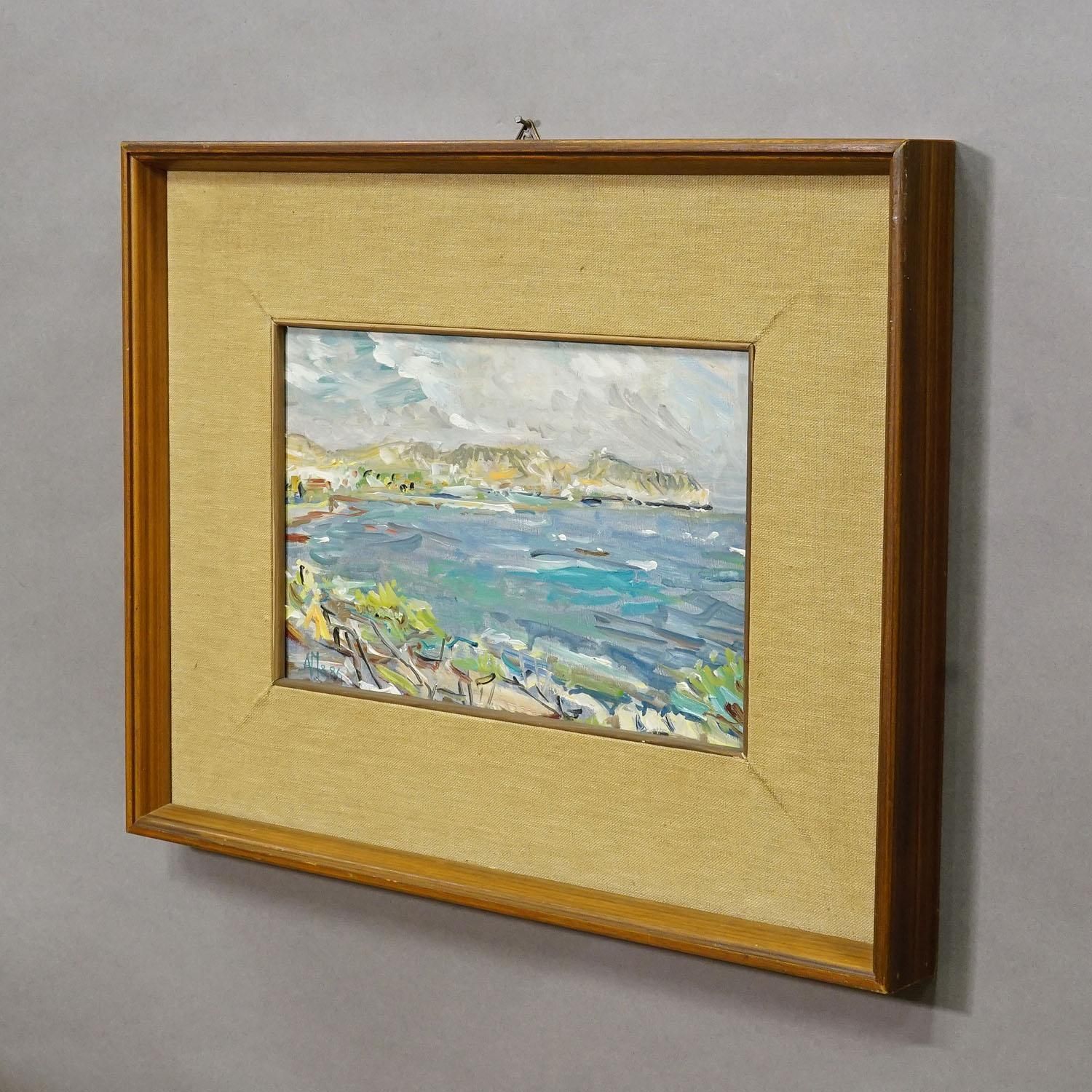 Alexander Michael Oil Painting Of A Coastal Landscape In Moreira, Spain 1986 photo for sale