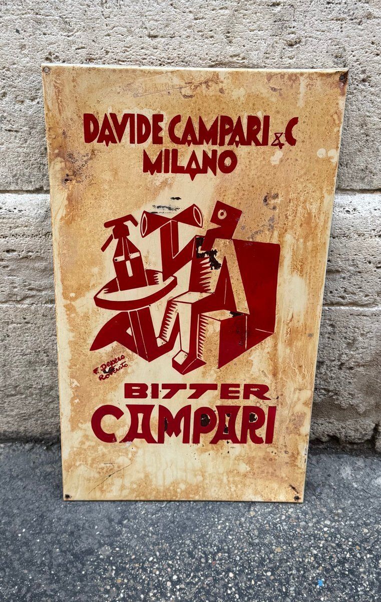 Campari Advertising Sign From Davide Campari & C. Milan, 1920s photo furniture