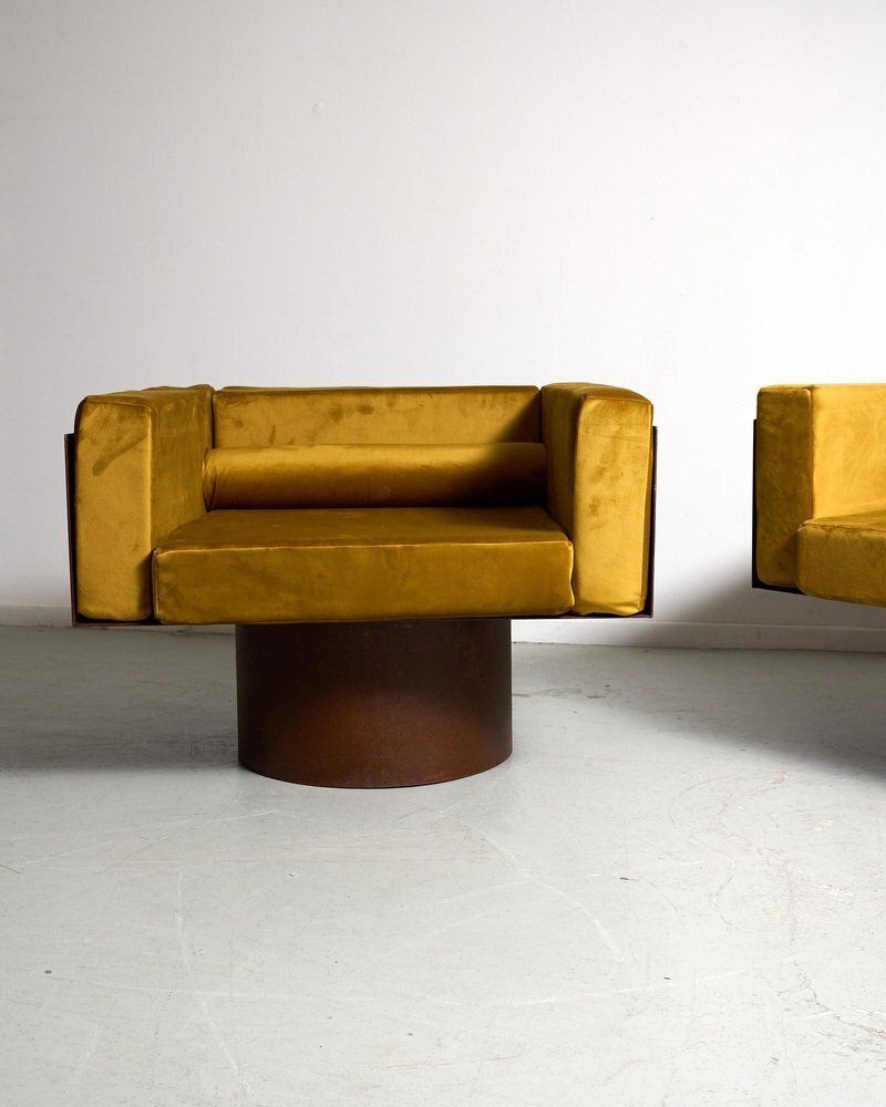 Corten Steel Seating Group, 1980s, Set Of 2 photo for sale