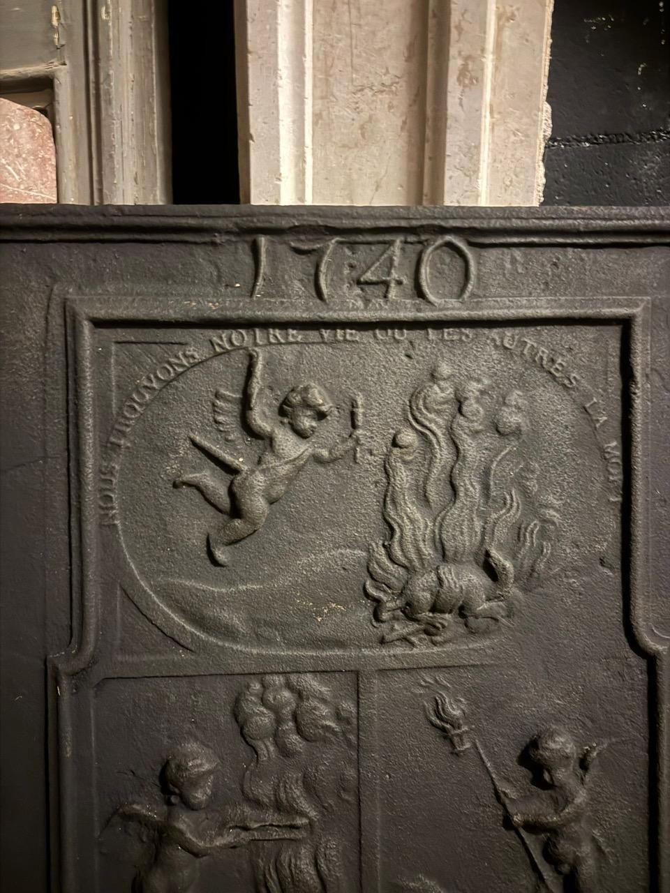 Cast Iron Fireplace Bottom Plate With Mythological Figures, Italy photo for sale