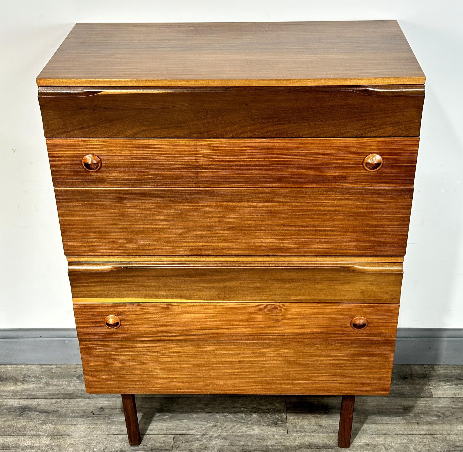 Superb Mid Century Teak Tallboy Chest Of 6 Drawers Durable Suites 1960's photo for sale