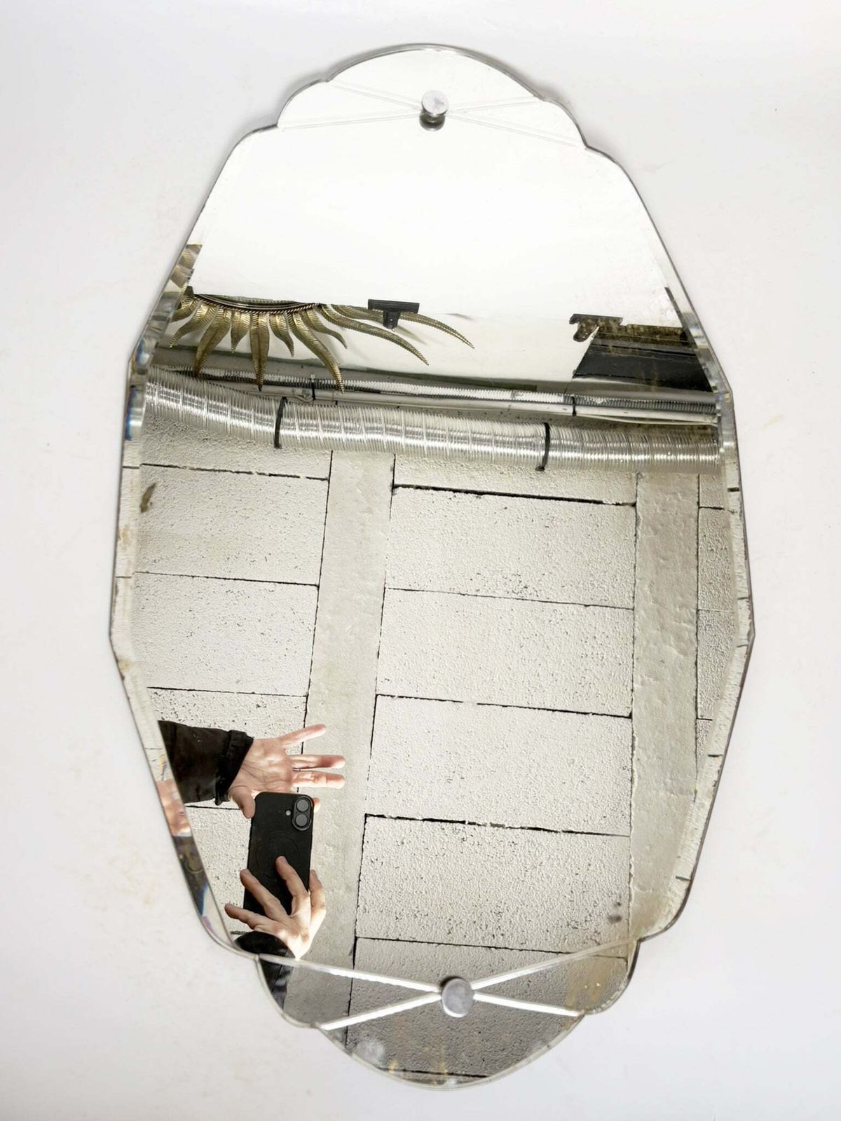 Art Deco Wall Mirror, 1940s, With Beveled Edge, France