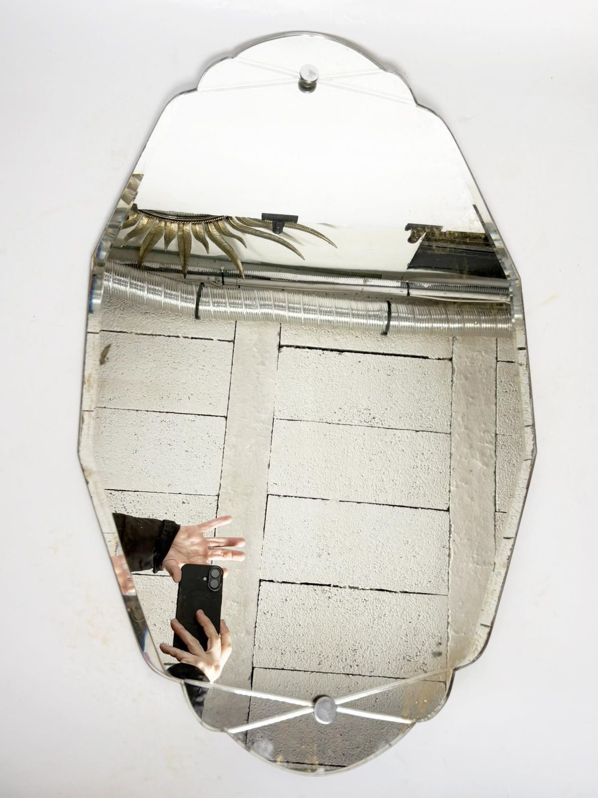 Art Deco Wall Mirror, 1940s, With Beveled Edge, France photo for sale