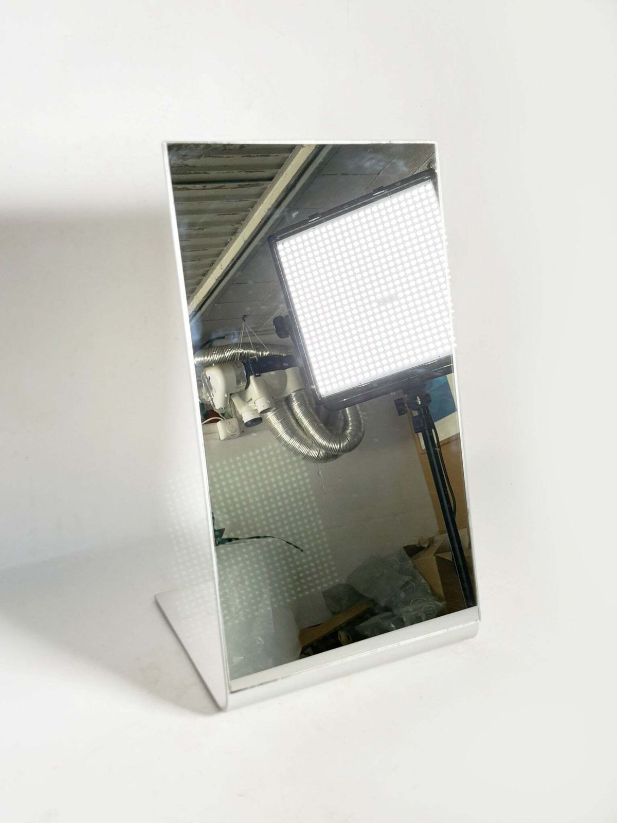 Tabletop Mirror In Aluminum And Glass, France, 20th