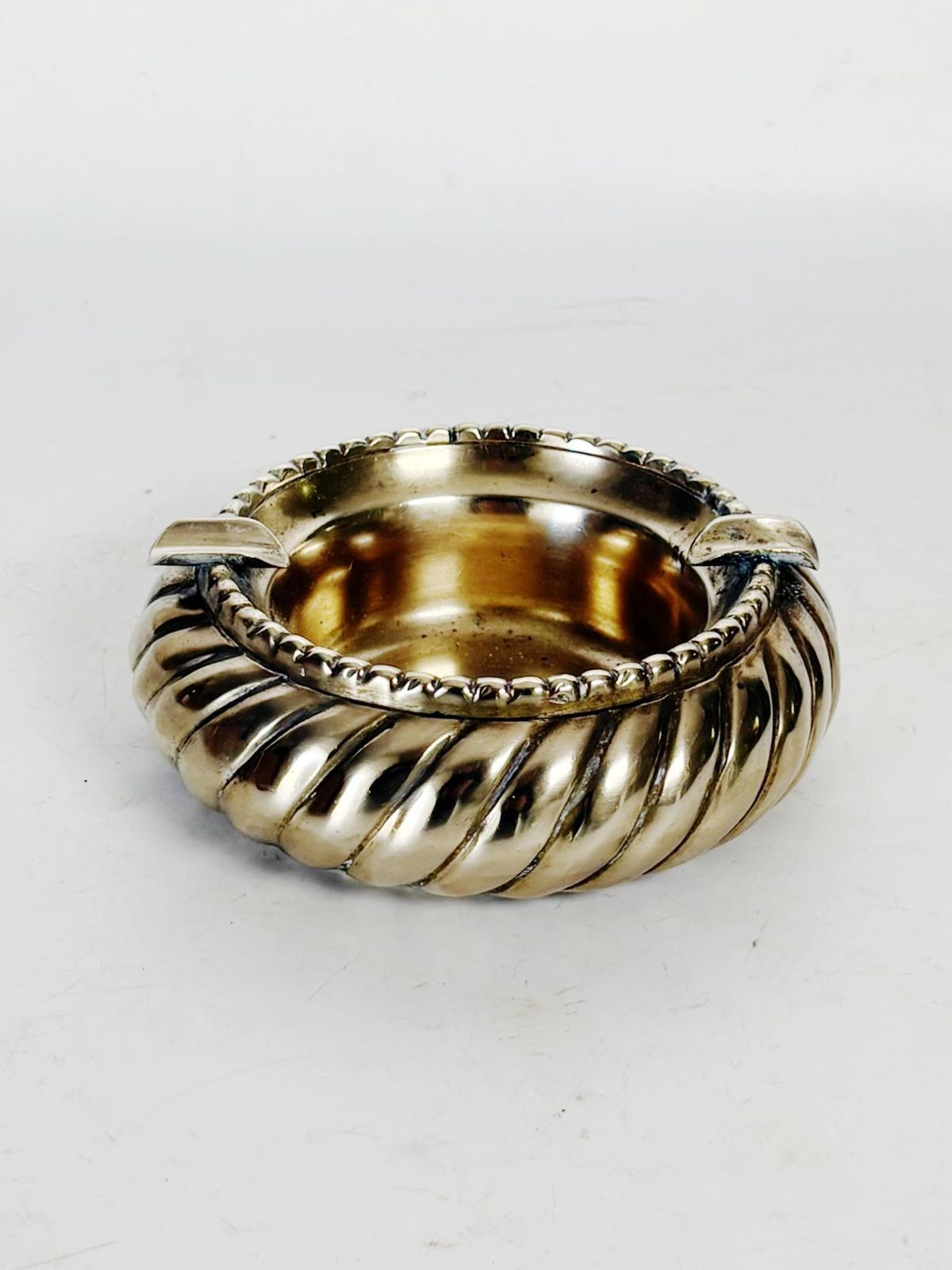 Brass Ashtray, 1950s, France, Beautiful Patina With Sculpted Decoration photo furniture