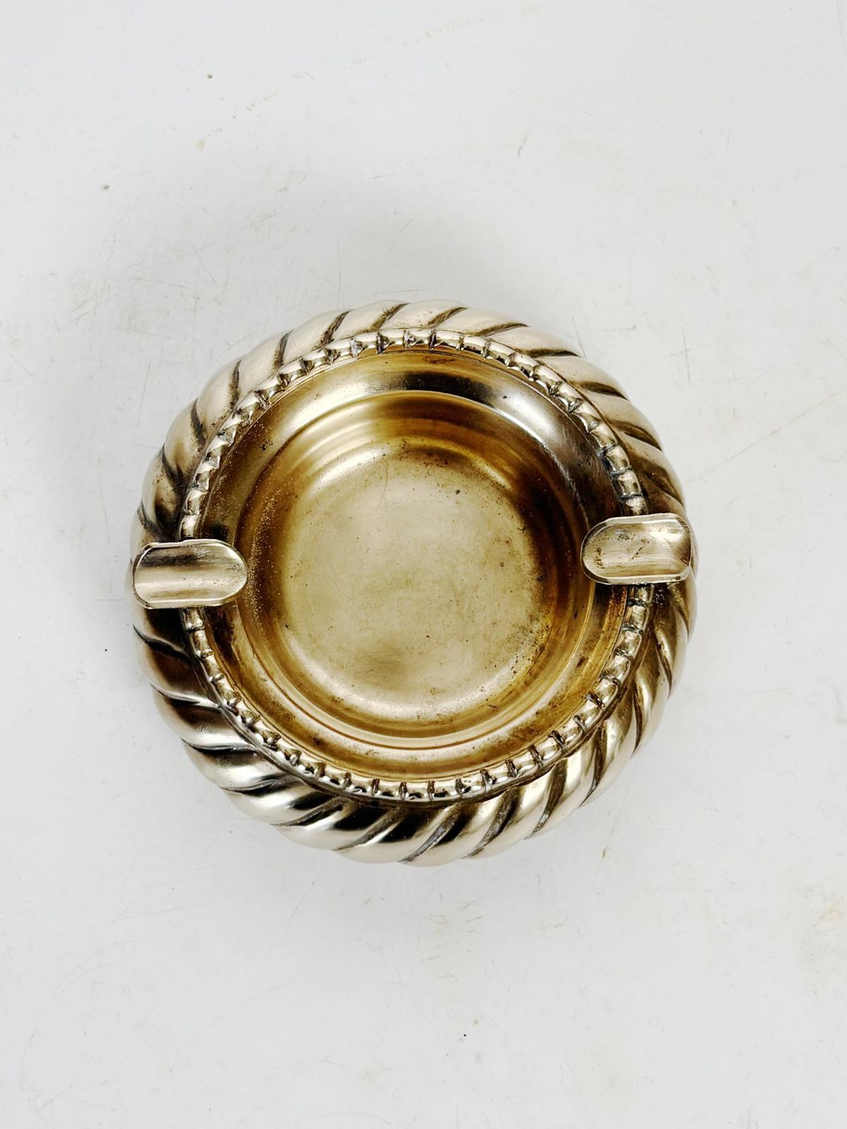 Brass Ashtray, 1950s, France, Beautiful Patina With Sculpted Decoration photo Home Decor
