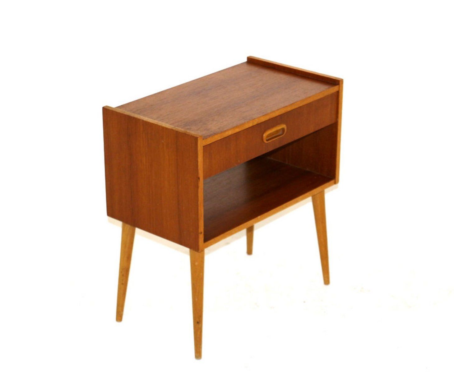 Scandinavian Bedside Table In Teak And Oak, Sweden, 1960s