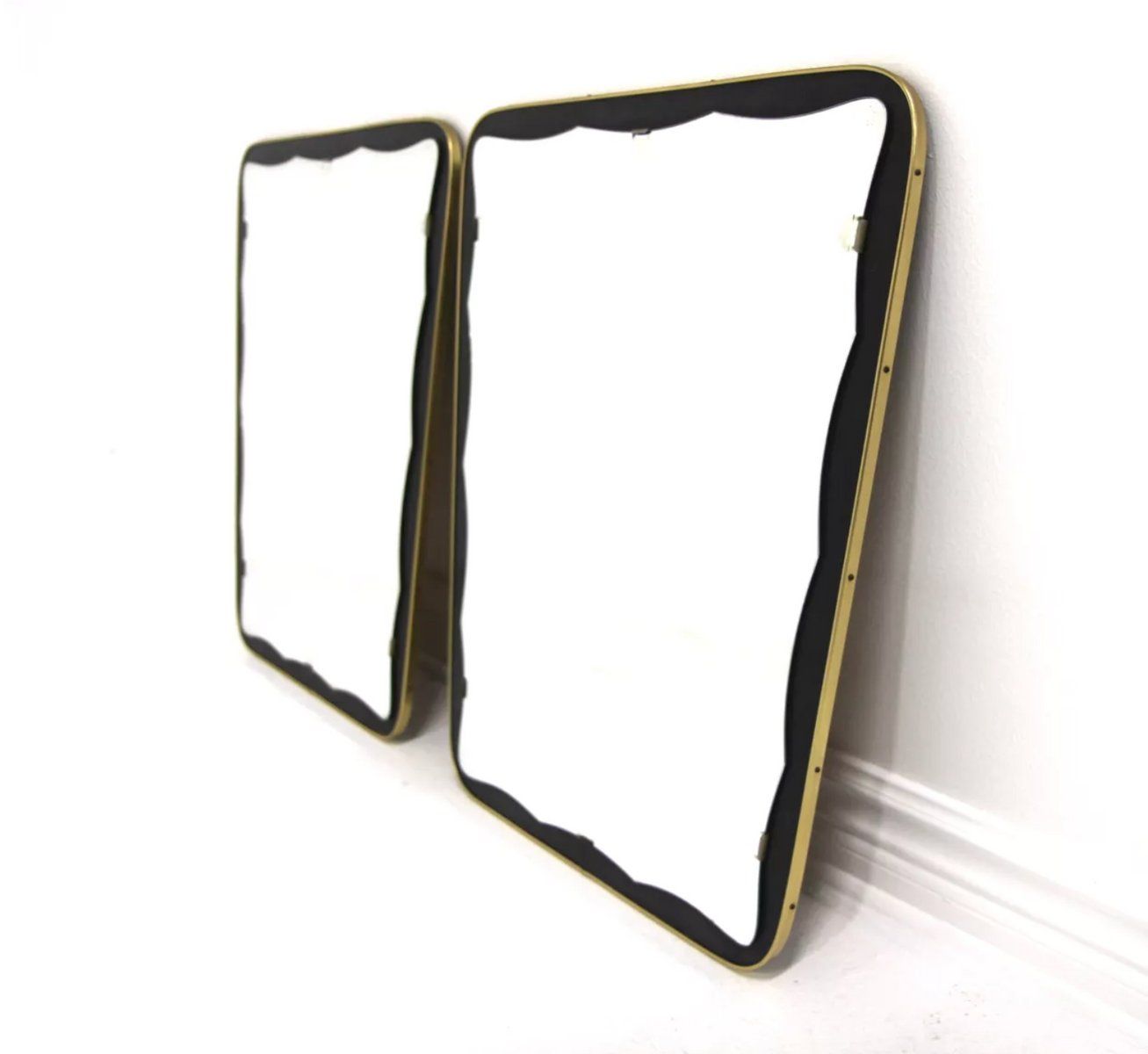 Scandinavian Metal Mirrors, Sweden, 1960s, Set Of 2 photo furniture