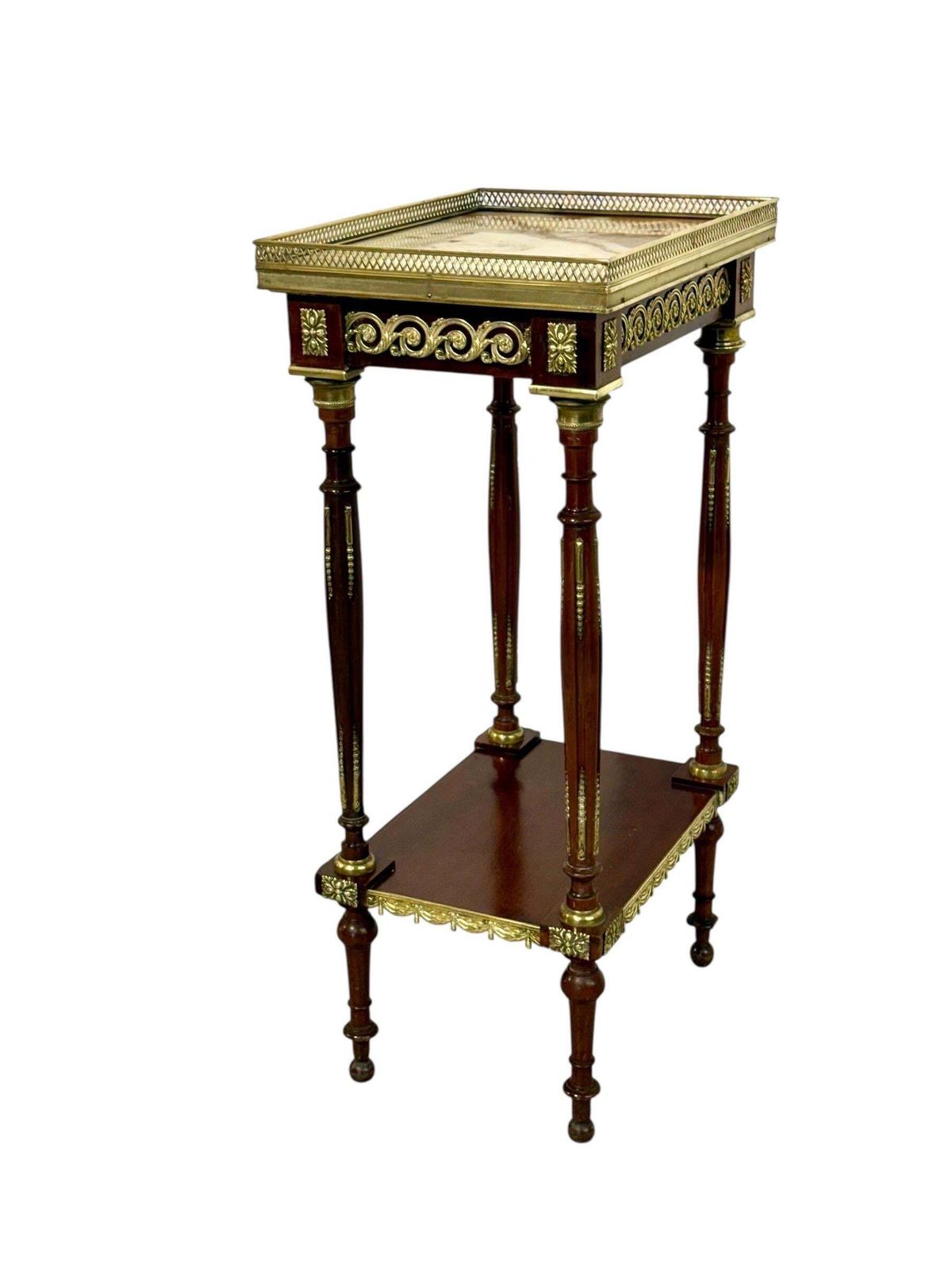 Louis XVI Style Fruitwood, Gilt Bronze And Onyx Two Tier Side Table
