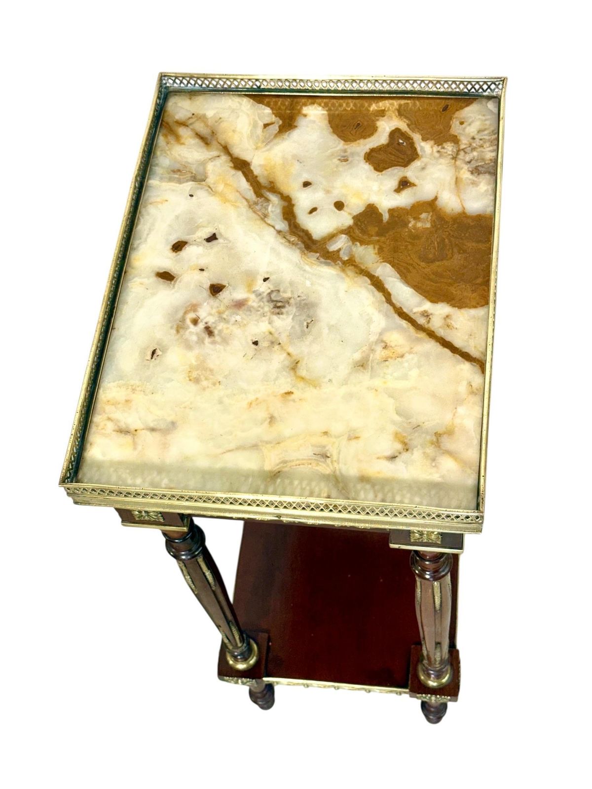 Louis XVI Style Fruitwood, Gilt Bronze And Onyx Two Tier Side Table photo buy