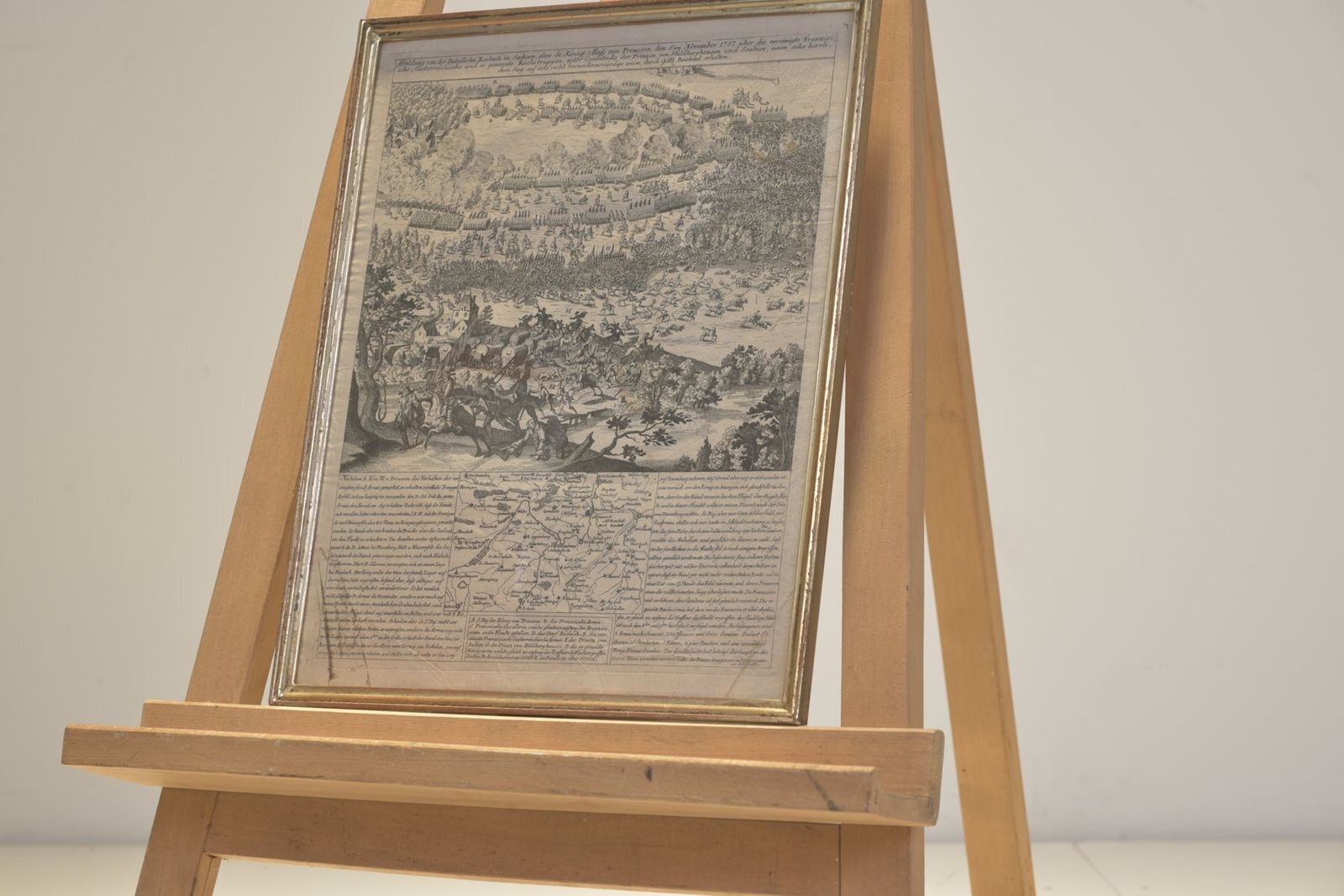Steel Engraving, Battle Of Rosbach, 05.11.1757, Prussia Vs. France, Framed Under Glass