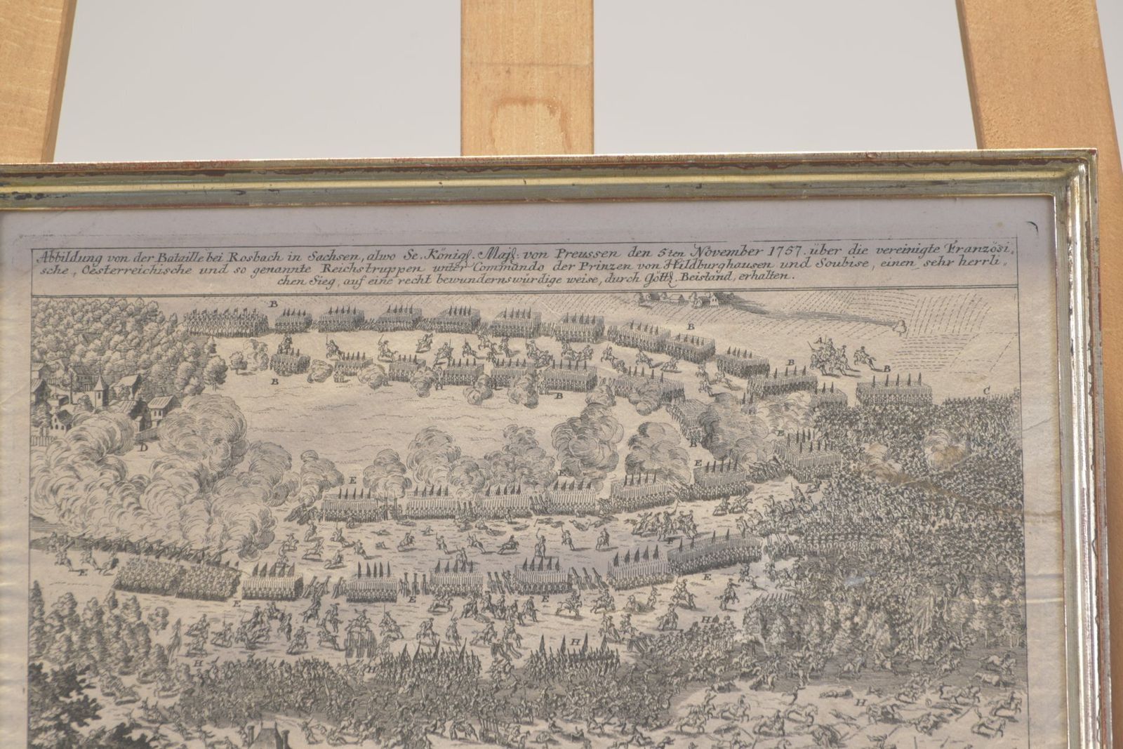 Steel Engraving, Battle Of Rosbach, 05.11.1757, Prussia Vs. France, Framed Under Glass photo furniture