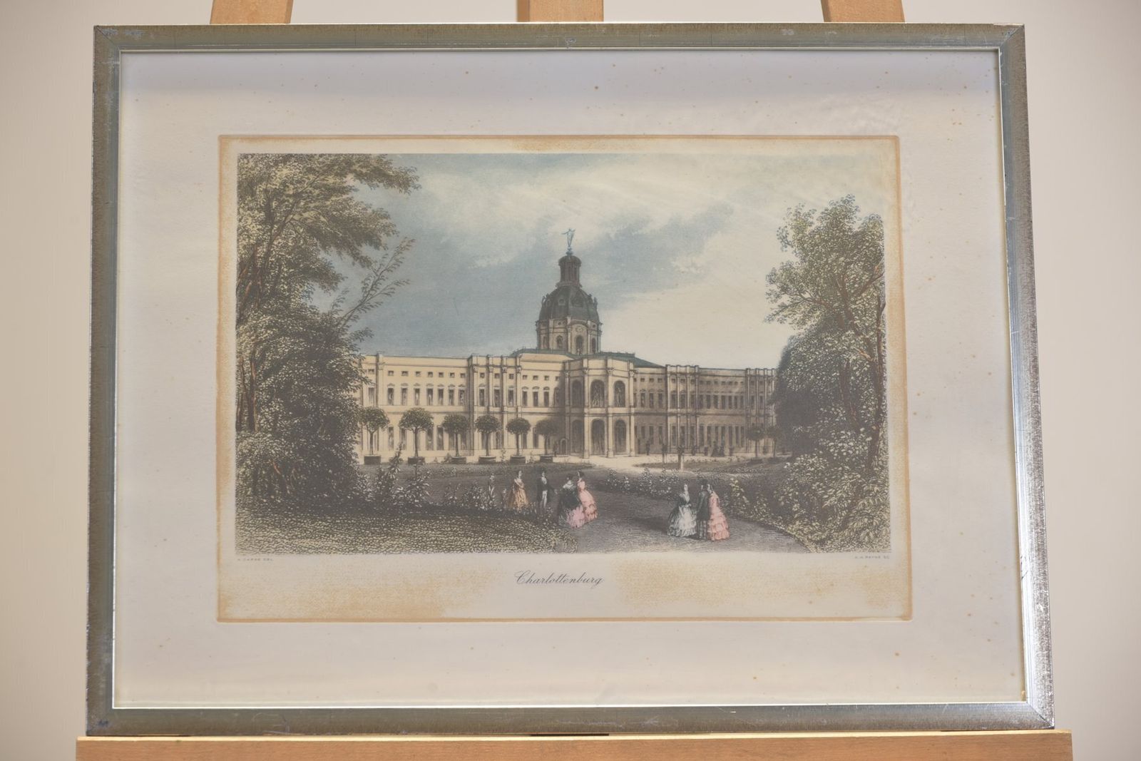 Steel Engraving, Charlottenburg Palace, Berlin Veduta By A. Carse, Circa 1855