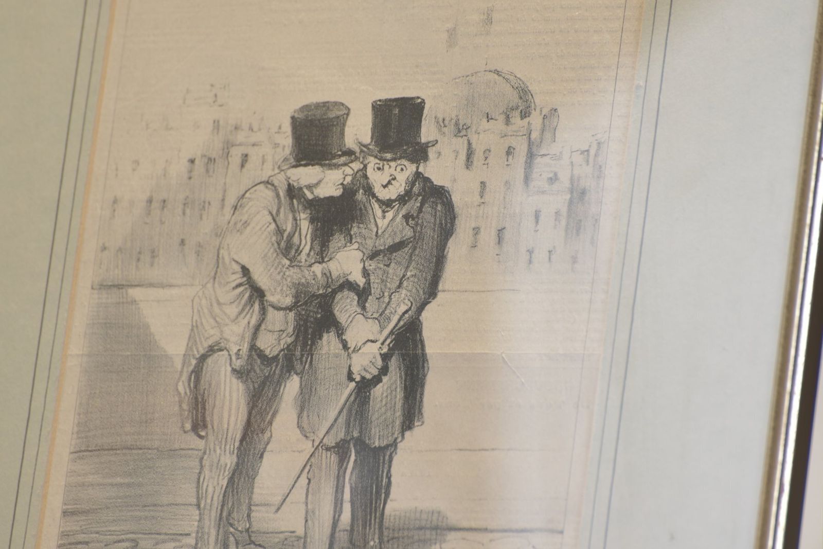 Steel Engraving By Honoré Daumier, Les Alarmists Son Alarmee, Le Charivari Magazine, Circa 1860, Framed Under Glass With Berlin Molding, Silver Plated photo buy
